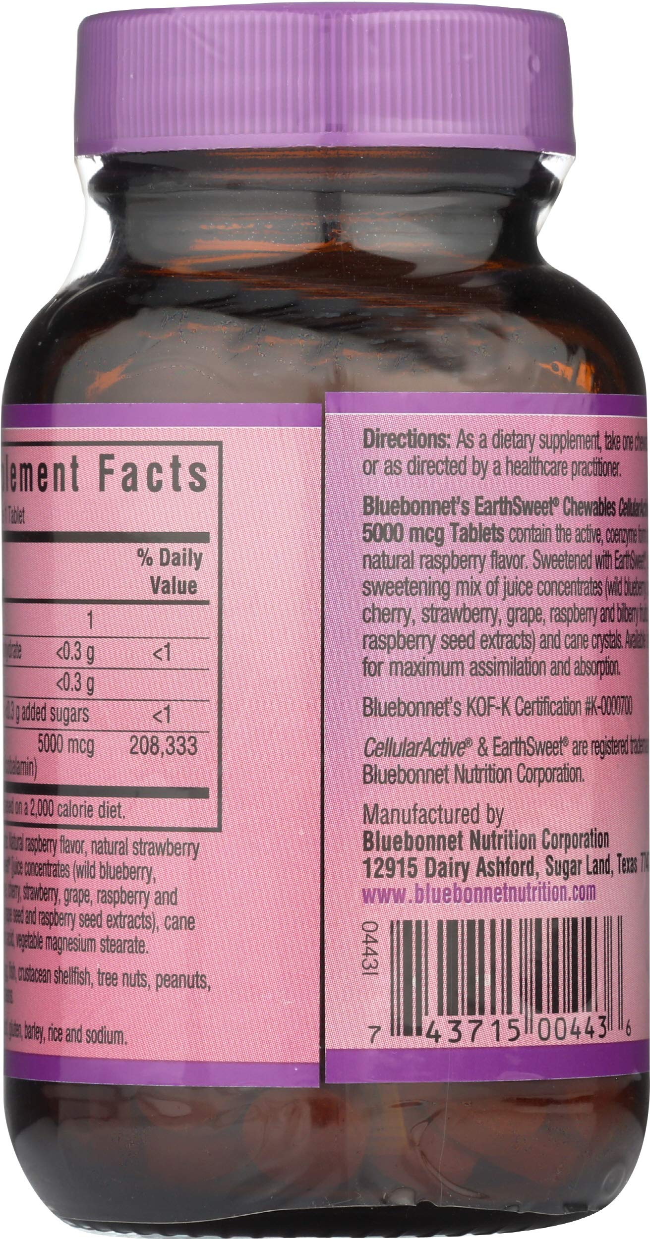 BlueBonnet Methylcobalamin 5000 mcg Chewable Tablets, CellularActive, 60 Count