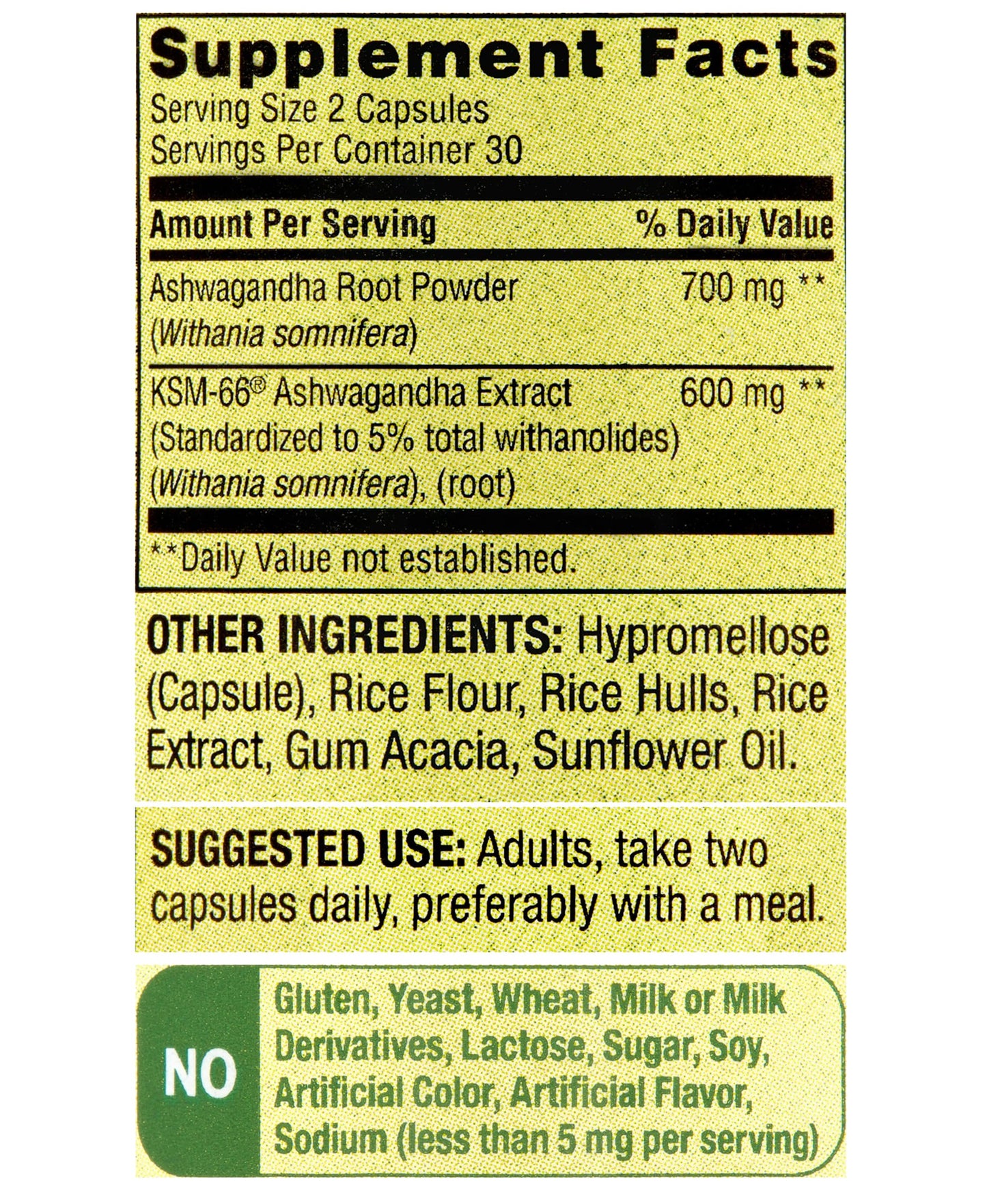 Generic Ashwagandha 1300 mg Capsules, 60 Count