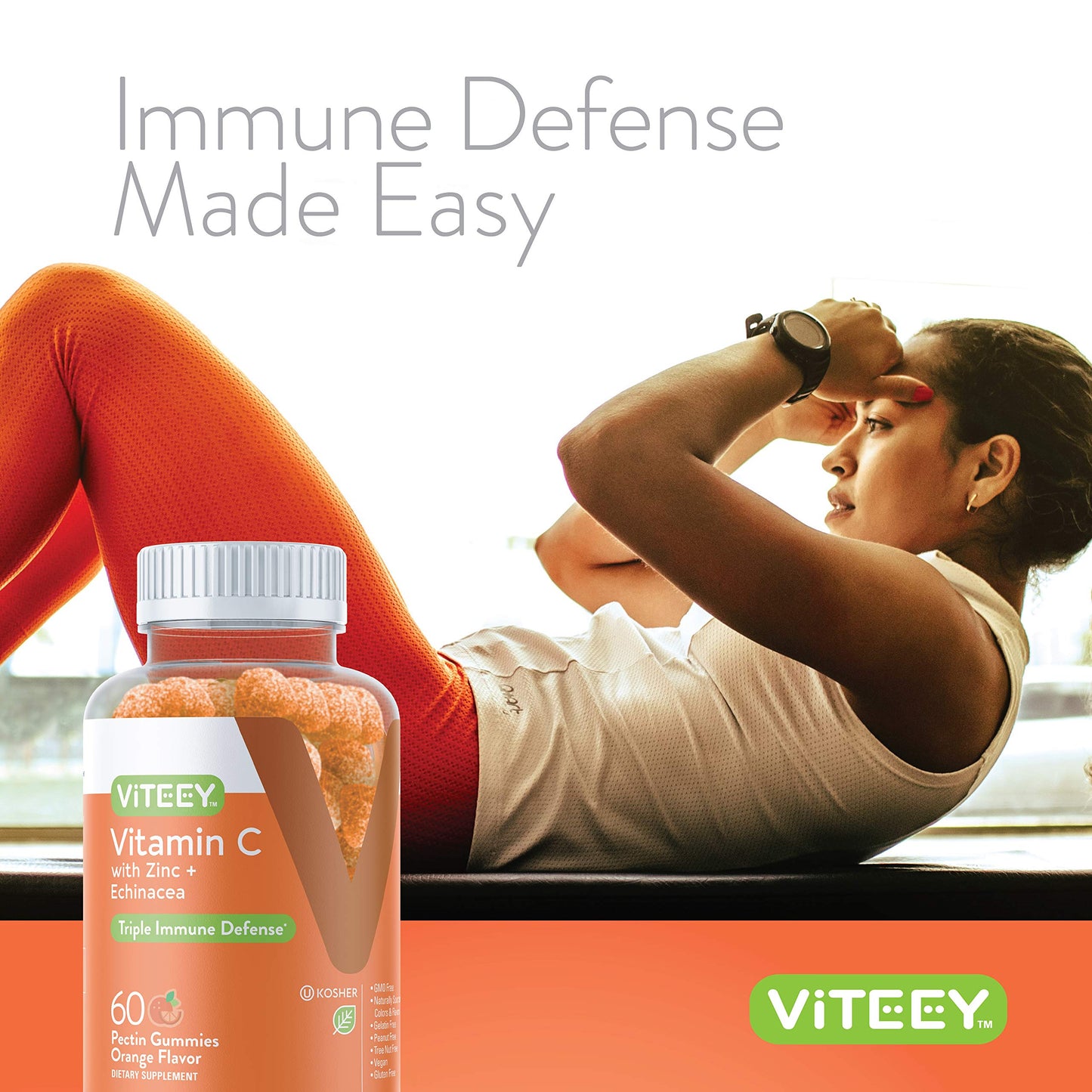 Viteey Vitamin C Gummies with Zinc & Echinacea, 60 Count