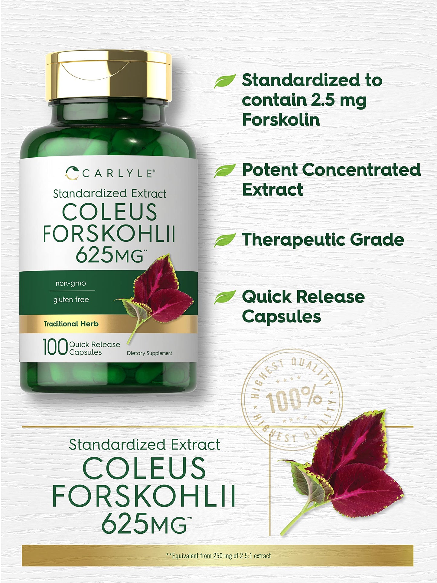 Carlyle Coleus Forskohlii Capsules 100 Count