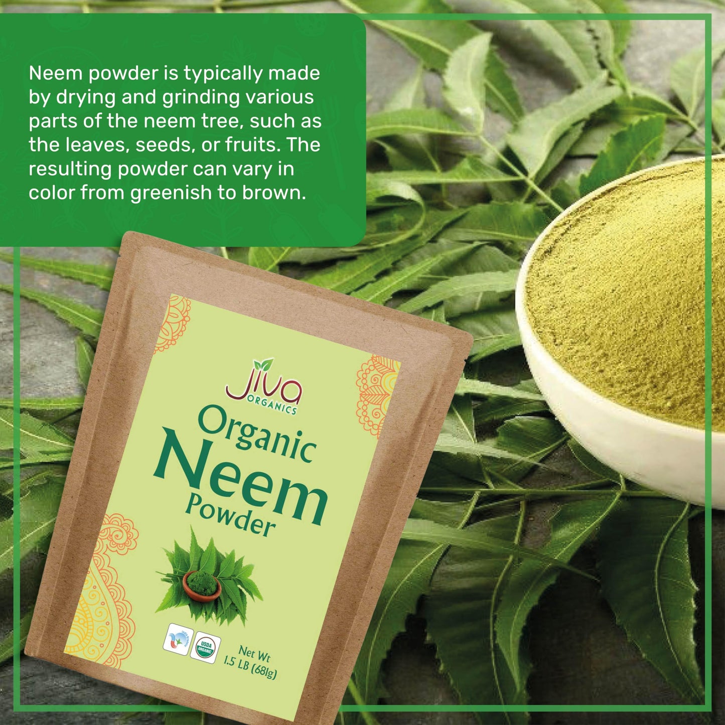 Jiva Organics Organic Neem Leaf Powder 24 Ounces