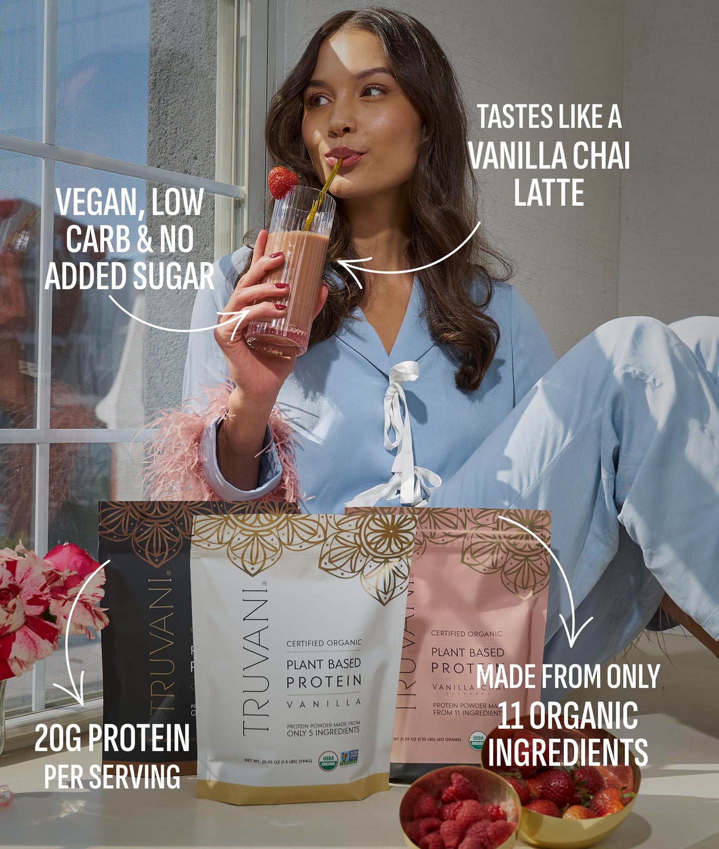 Truvani Vegan Pea Protein Powder Vanilla Chai, 20 Servings