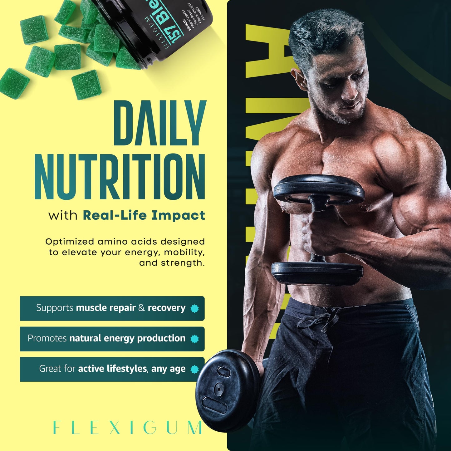 Flexigum EAA Gummies for Adults, 60 Gummies
