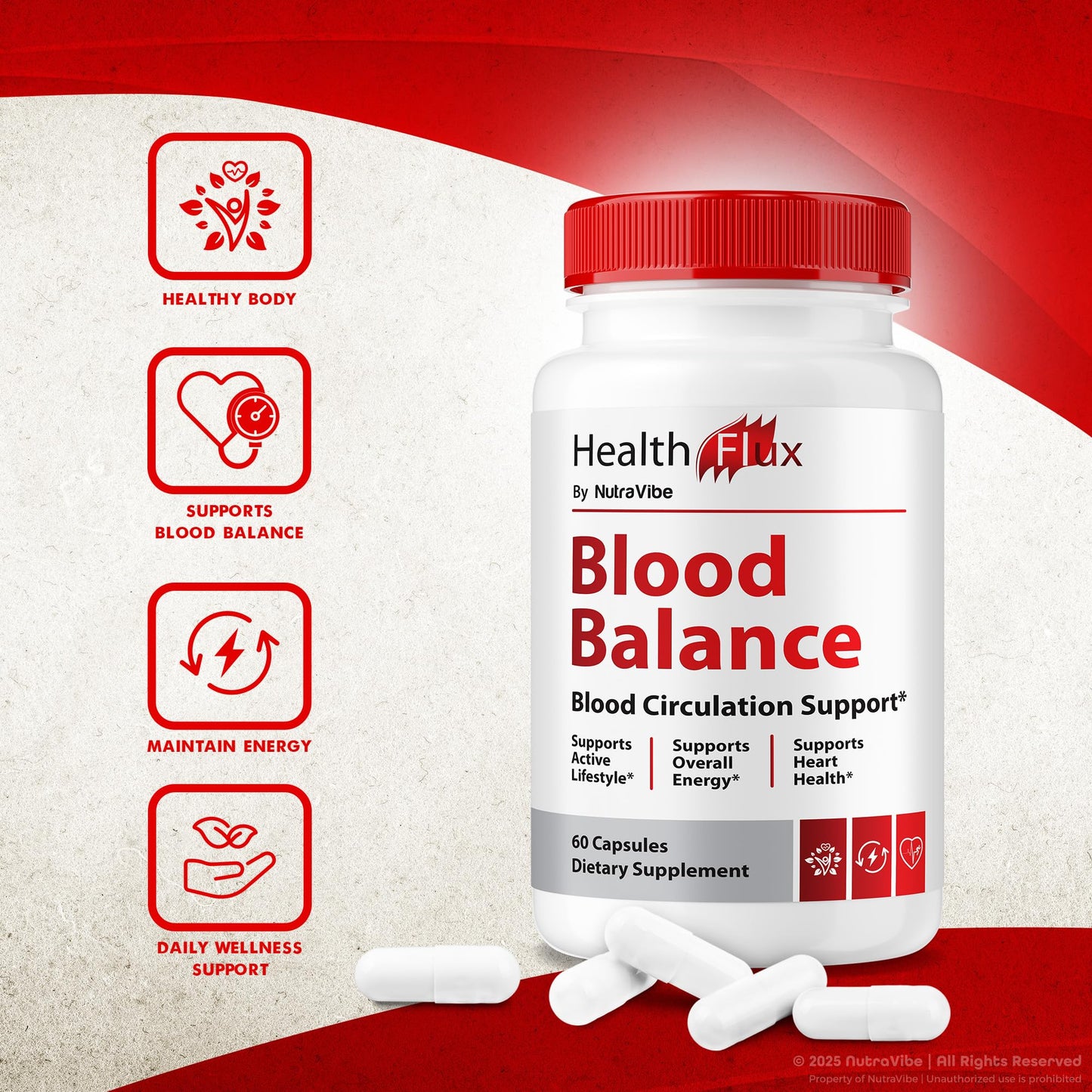 NutraVibe Health Flux Blood Balance Capsules, 60 Capsules
