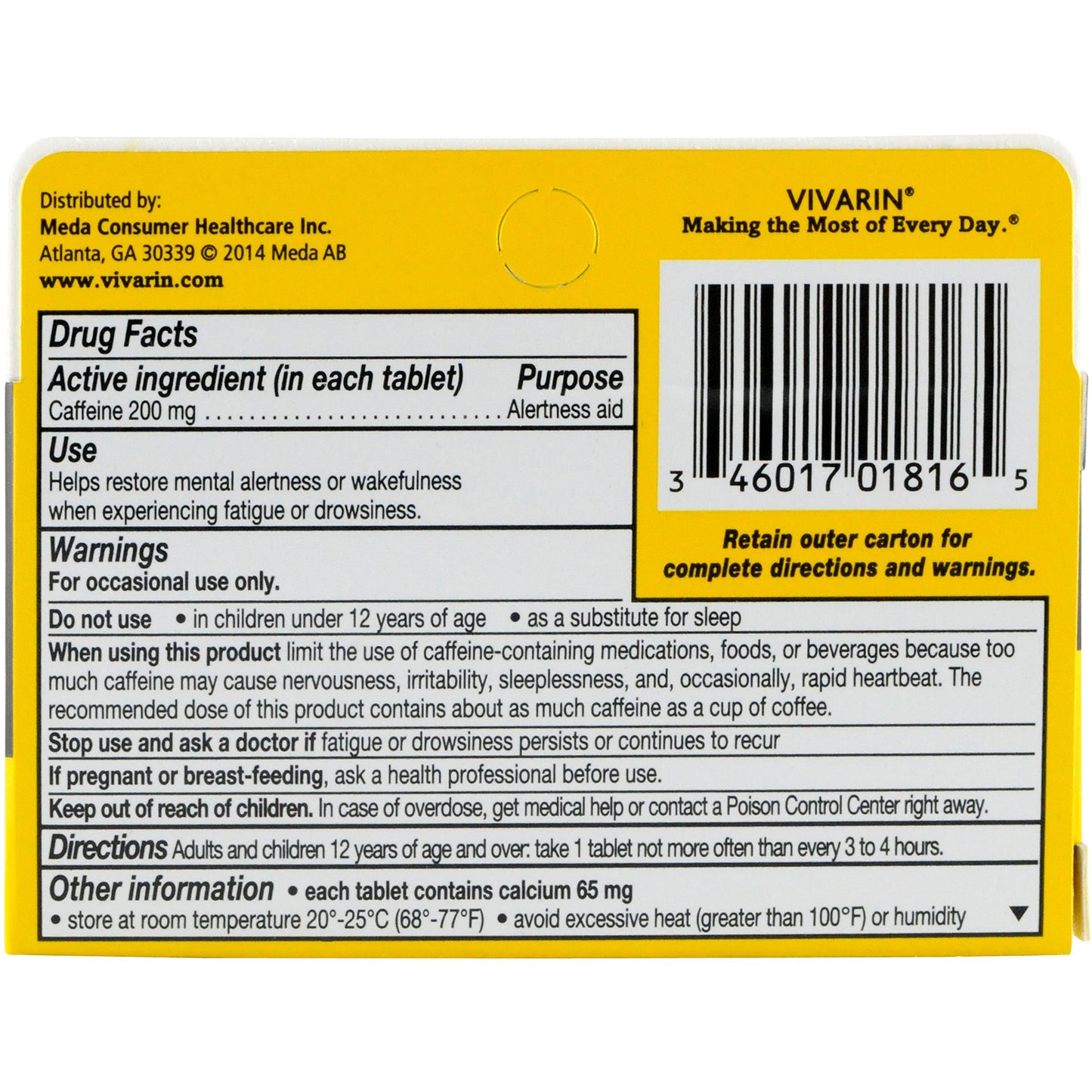 Vivarin Brand Alertness Aid Tablets, 96 Count