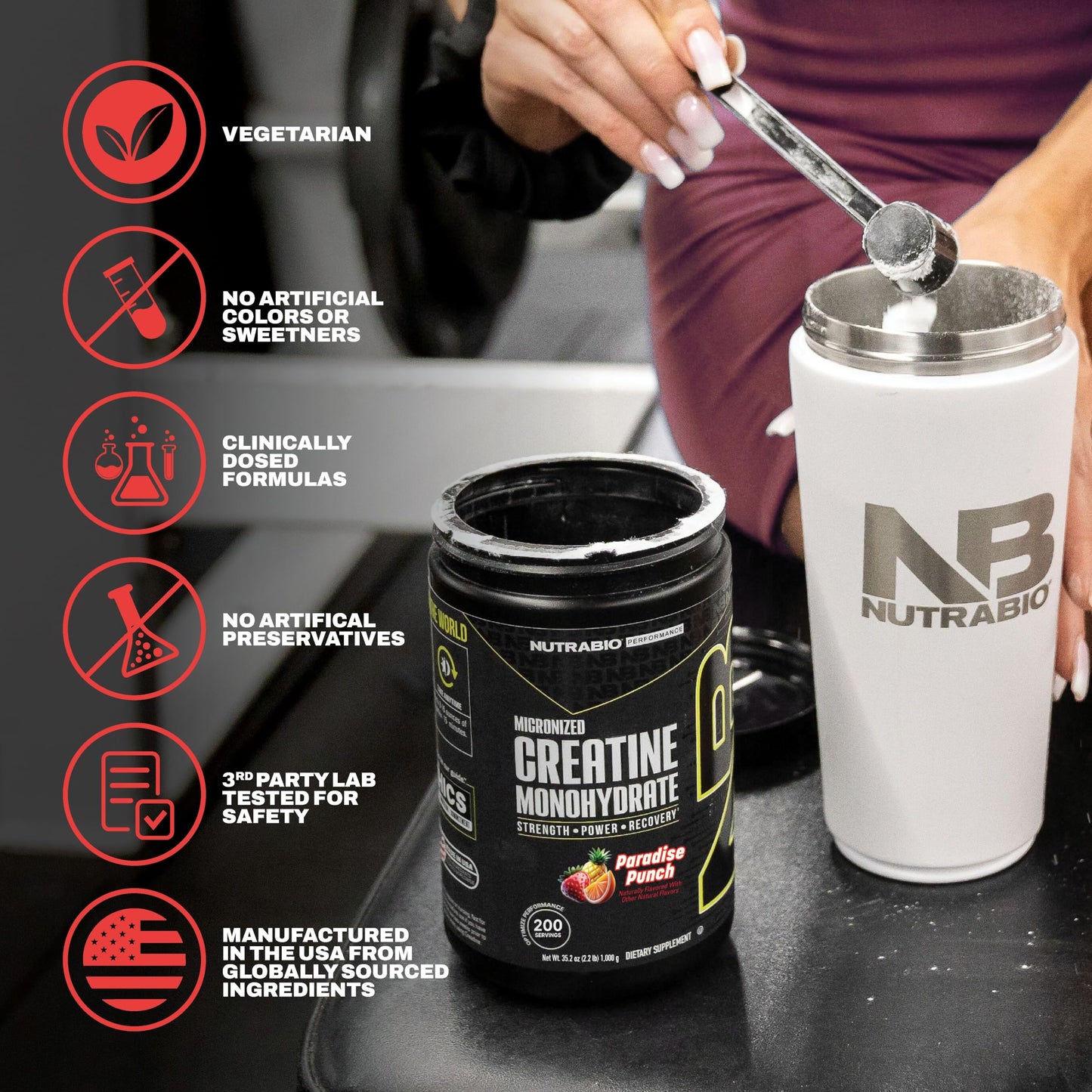 NutraBio Pure Micronized Creatine Monohydrate Powder Supplement Powder 13.28
