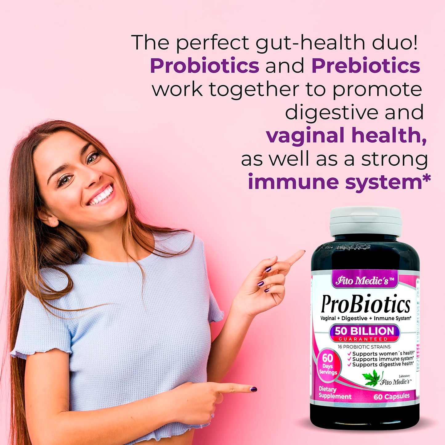 FITO MEDIC'S Lab Probiotic Supplement Capsule, 50 Billion CFU, 16 Strain Blend, 1 Count