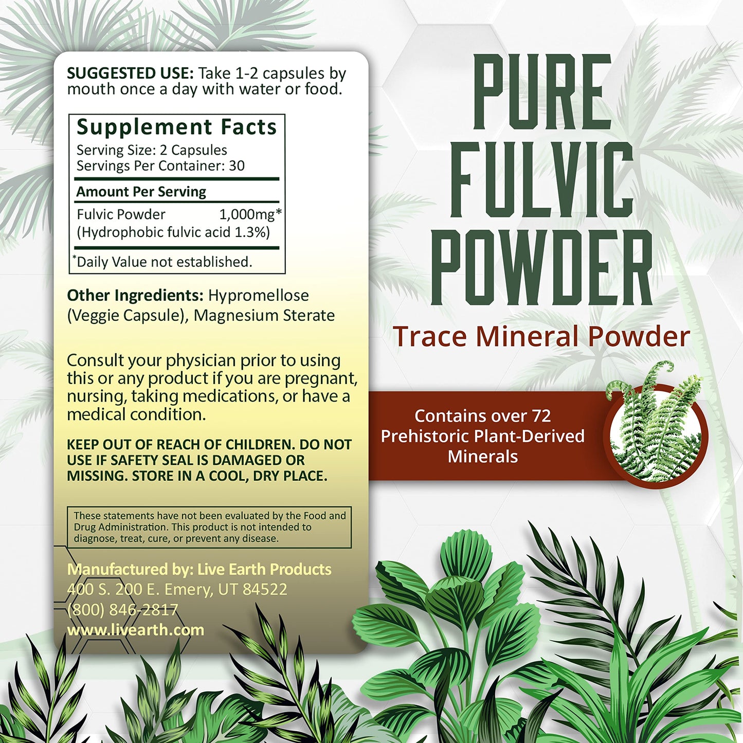 Live Earth Products LM-32 HC Pure Fulvic Acid Capsules, 60 Count