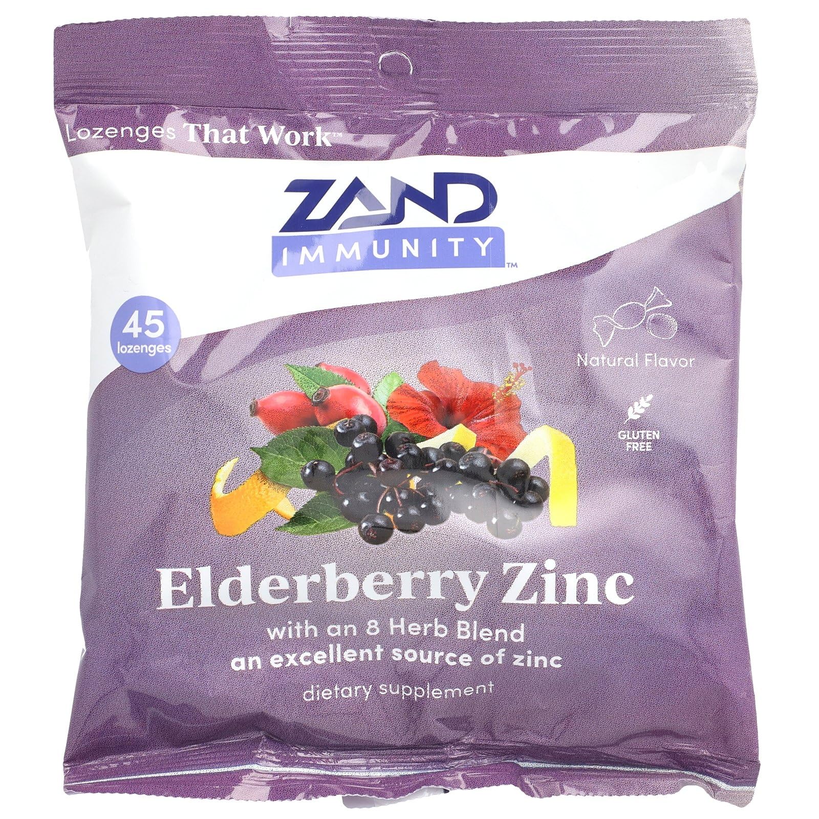 ZAND Immunity, Elderberry Zinc, Natural 45 Lozenges