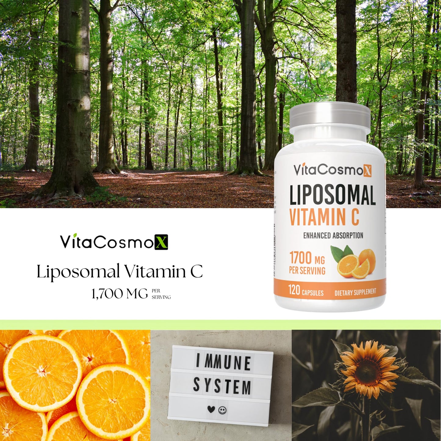 VitaCosmoX Liposomal Vitamin C Capsules, 120 Count