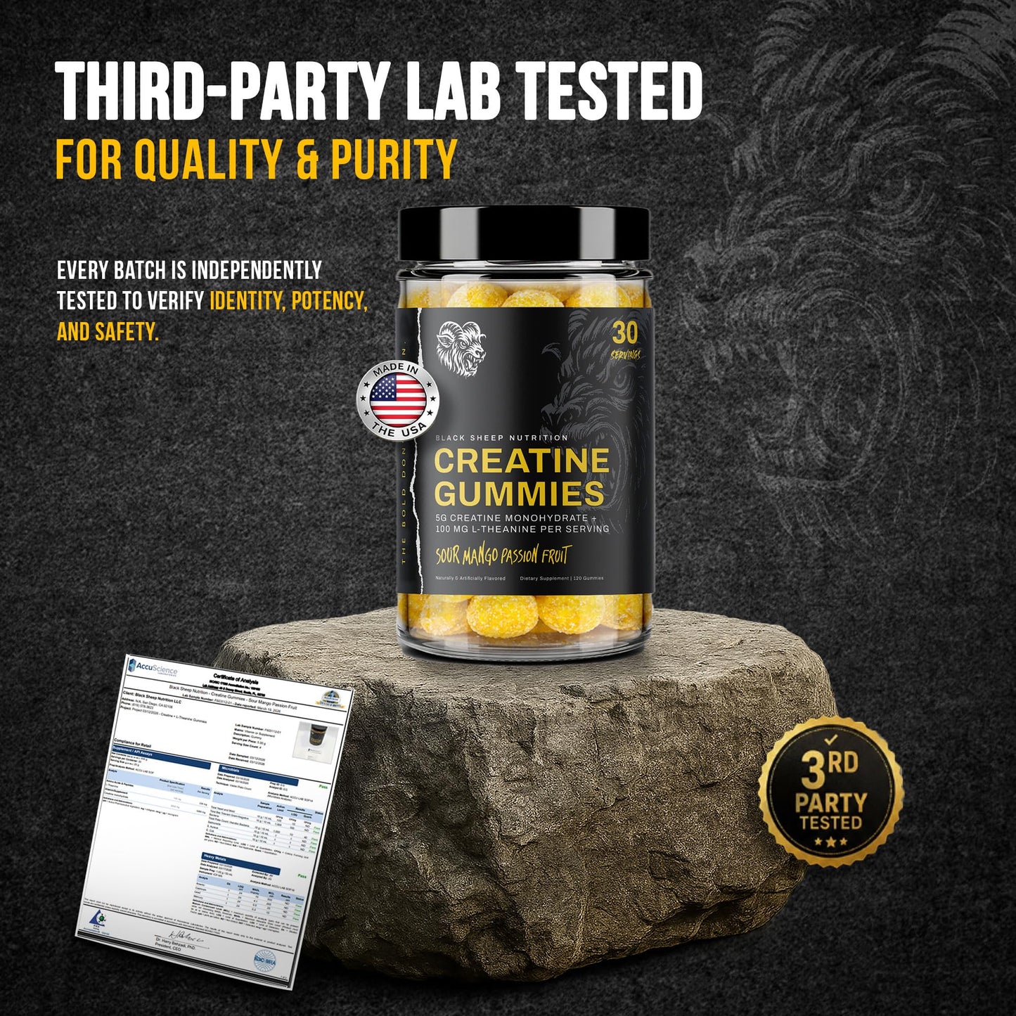 BLACK SHEEP NUTRITION Creatine Gummies 120 Count
