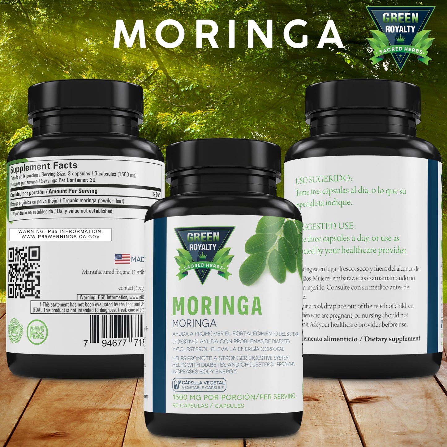 GREEN ROYALTY Moringa Capsules 1500 mg per Serving, 90 Capsules