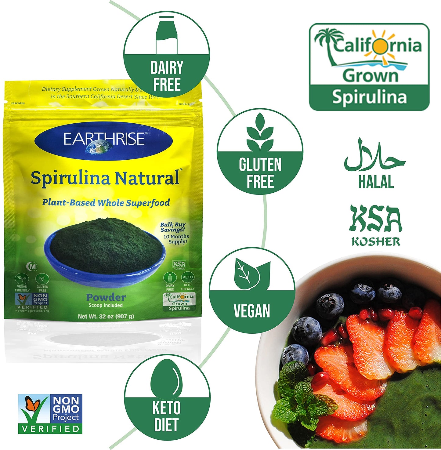 Earthrise Spirulina Powder 31.99 Ounce