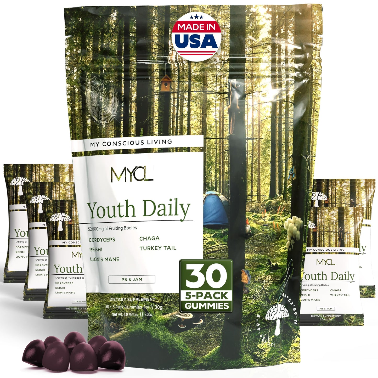 MYCL Youth Daily Vitamin Mushroom Gummies Gummy 150-count