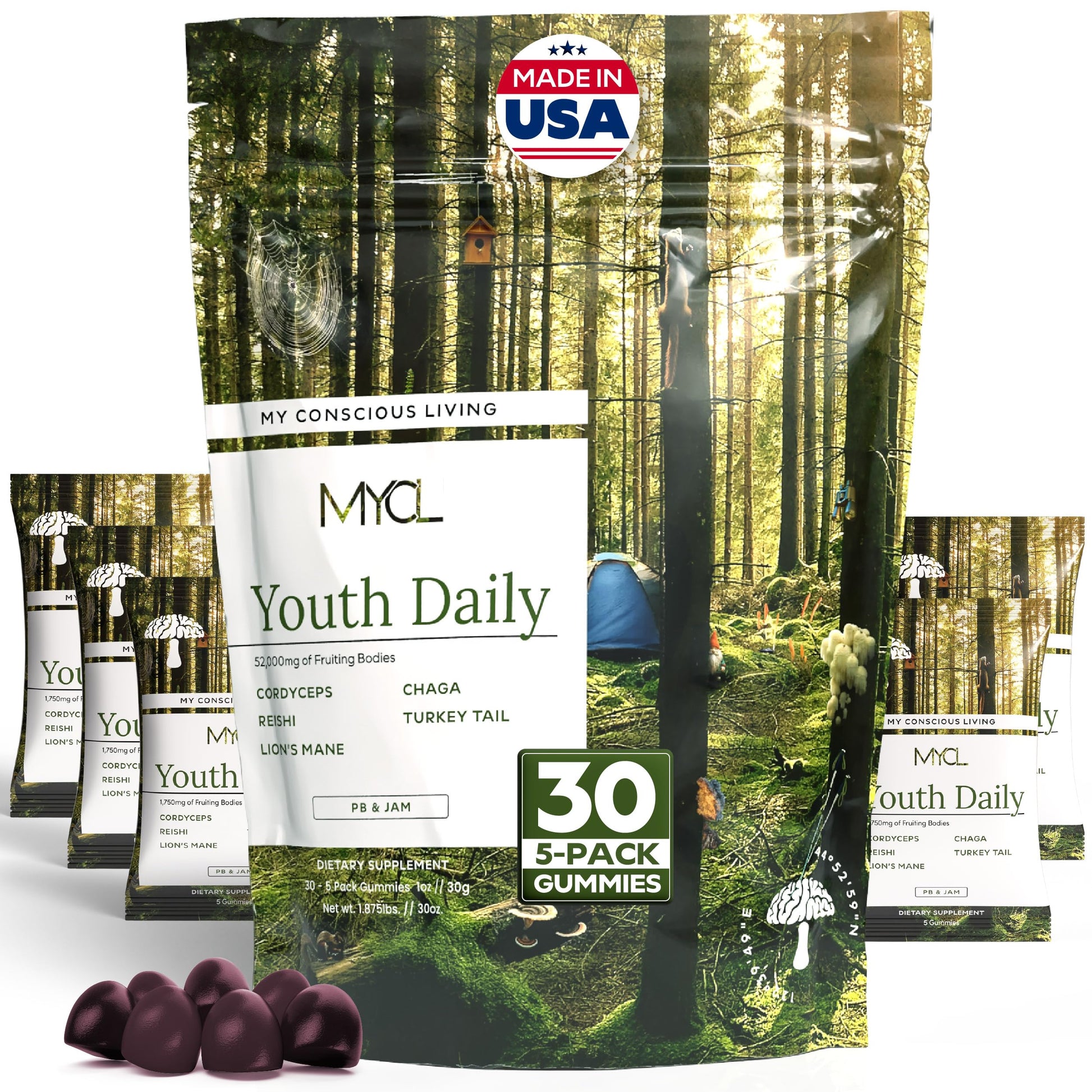 MYCL Youth Daily Vitamin Mushroom Gummies Gummy 150-count