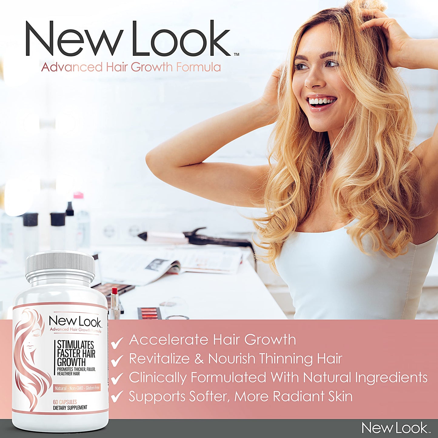 Vivid Health Nutrition Hair Growth Support Vitamins for Women and Men, Clinical Strength, 60 Capsules