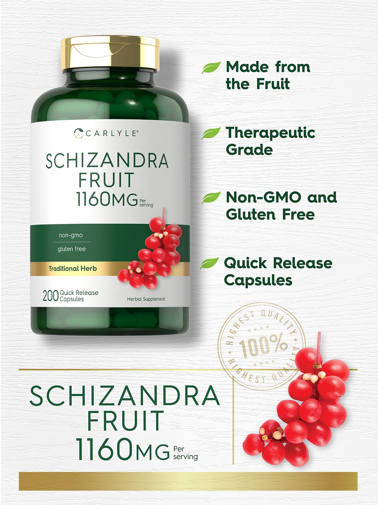 Carlyle Schisandra Supplement 1160 mg Capsule 200 Count