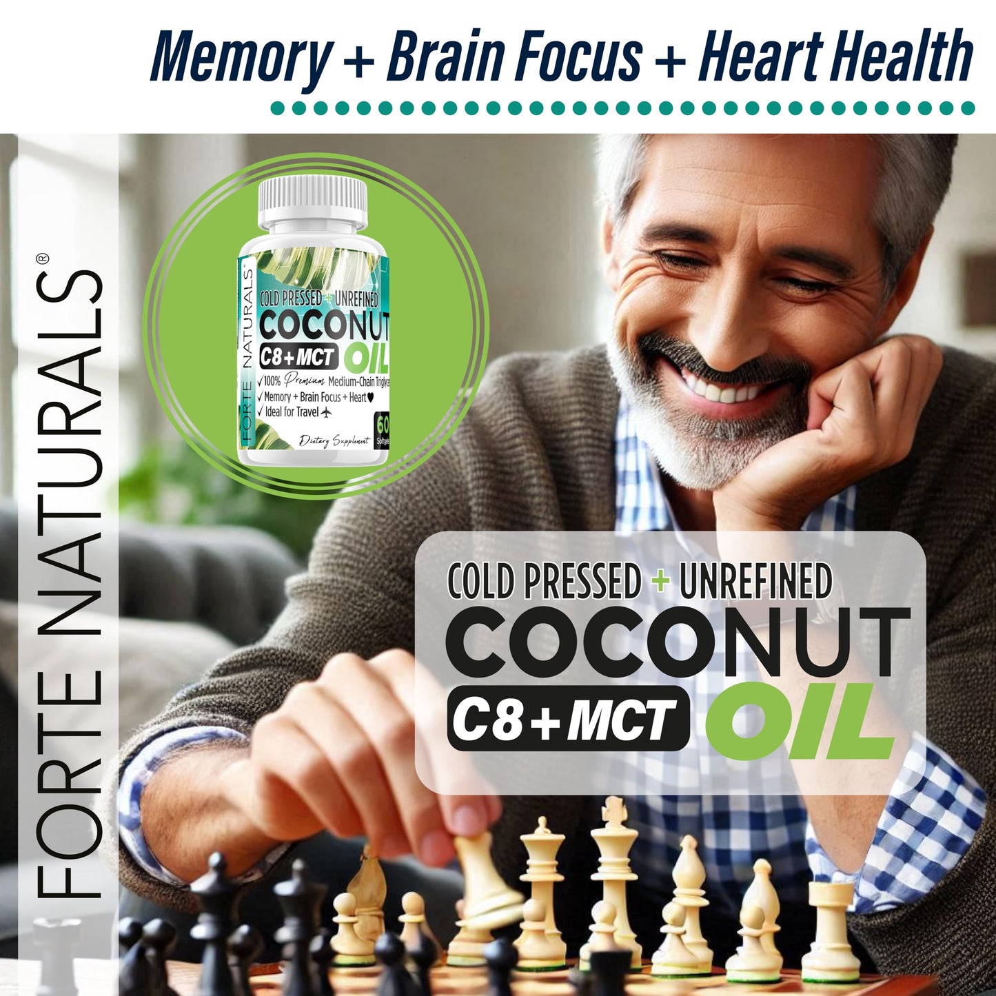 FORTE NATURALS Coconut Oil Softgels 60 Count
