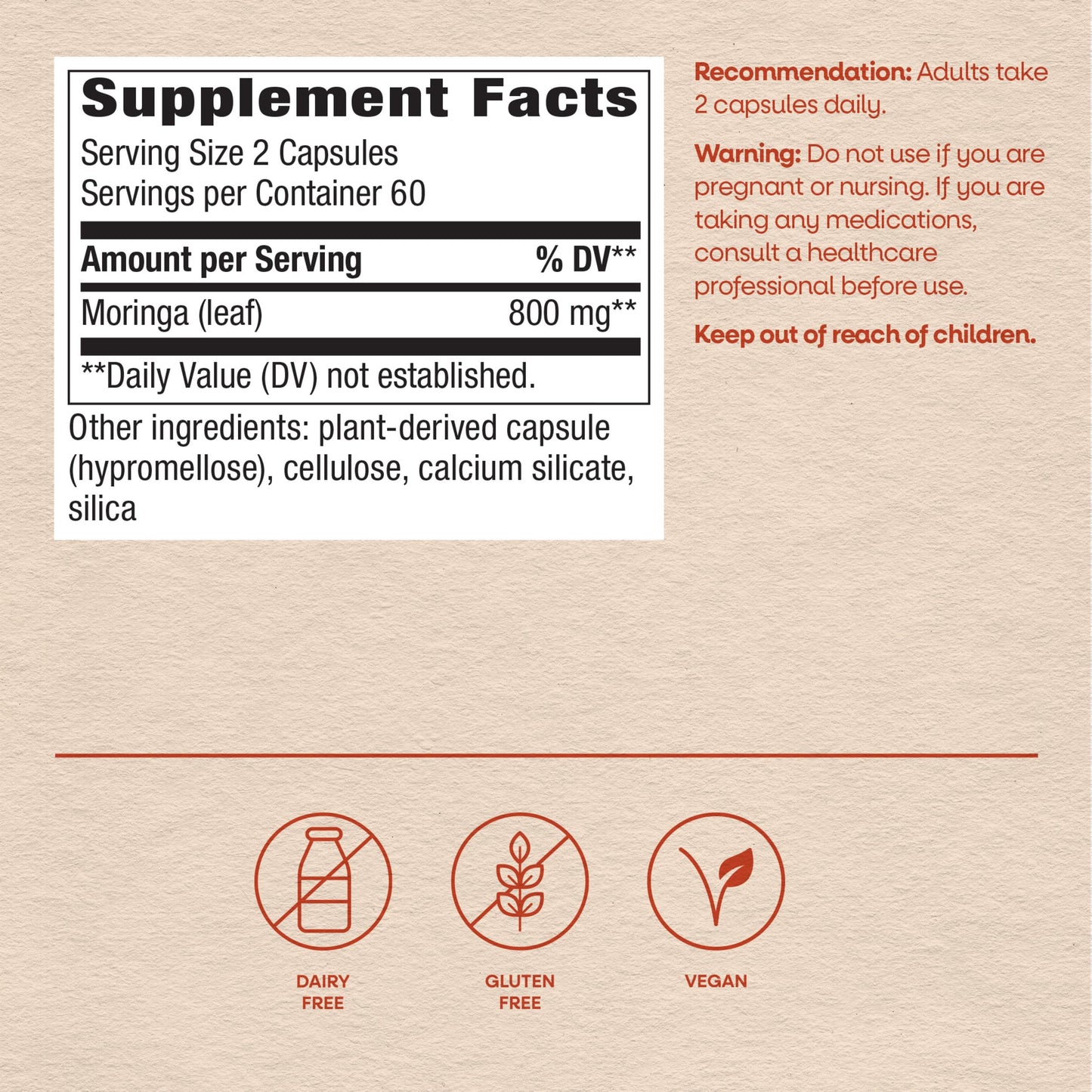 Nature's Way Moringa Leaf, Moringa oleifera, 800 mg per Serving, 120 Capsules