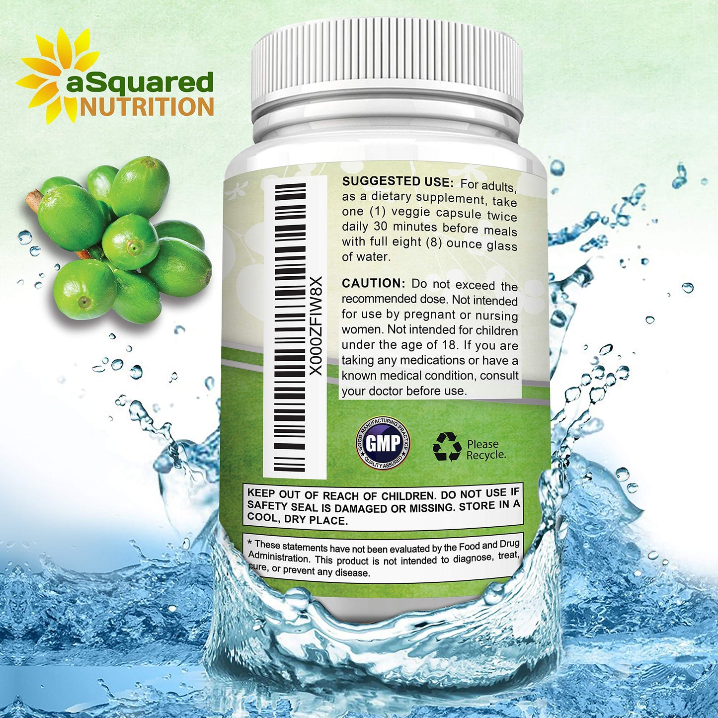 aSquared Nutrition Natural Green Coffee Bean Formula Capsules 180 Capsules