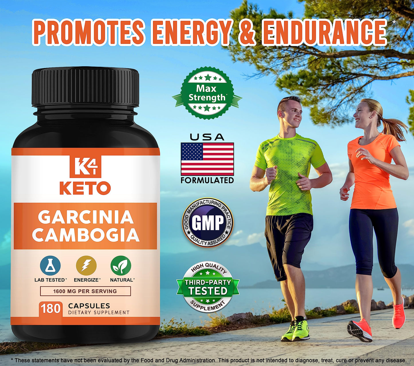 K4 Keto Garcinia Cambogia 1600 mg Capsule, 180 Count