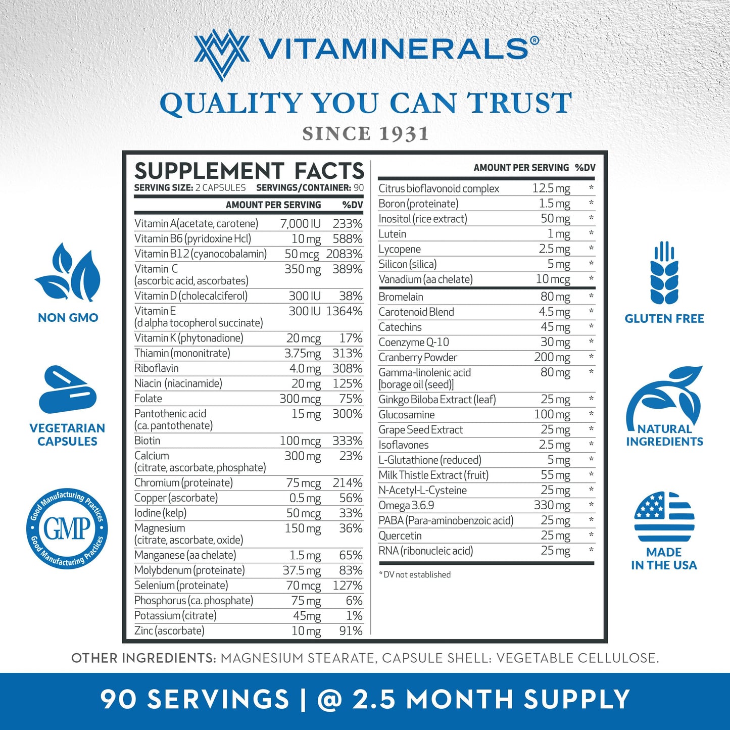 Vitaminerals CombAdult Comprehensive Vitamin & Mineral Formula Capsules 180