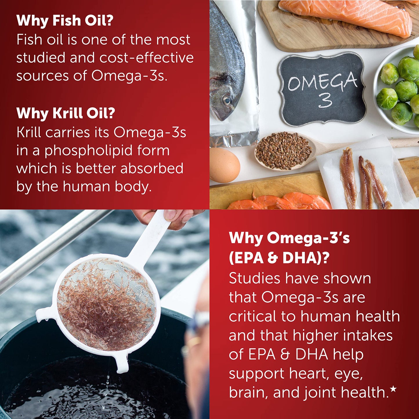 MegaRed Softgels Advanced 4in1 Omega-3 Fish Oil + High Absorption Krill Oil 500mg, 40 Count
