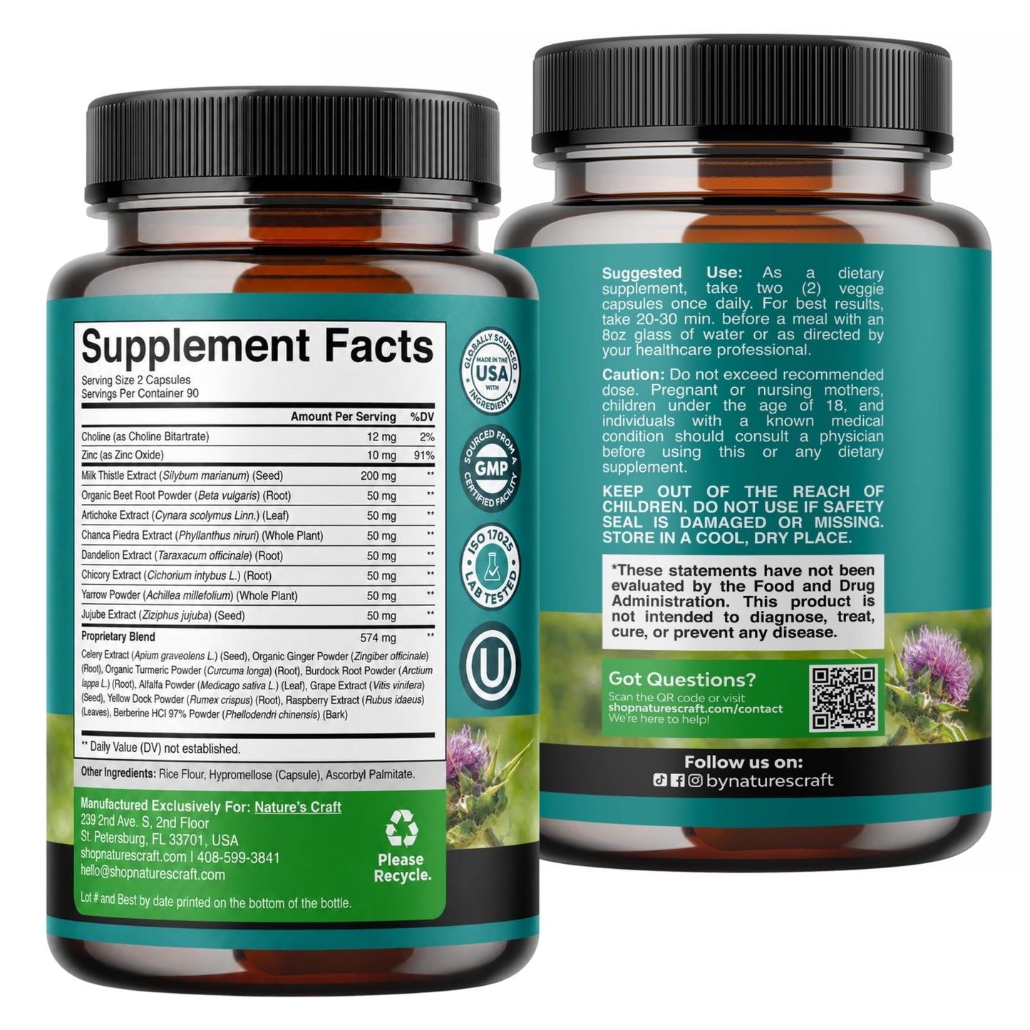 Natures Craft Liver Cleanse Support with Choline Capsules 180 Count