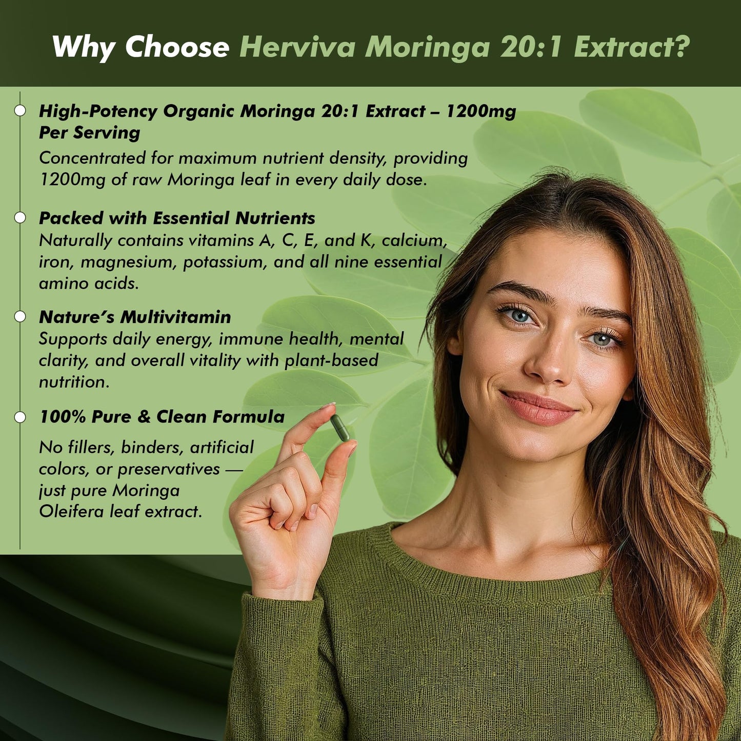 HERVIVA Moringa Capsules 120 Count