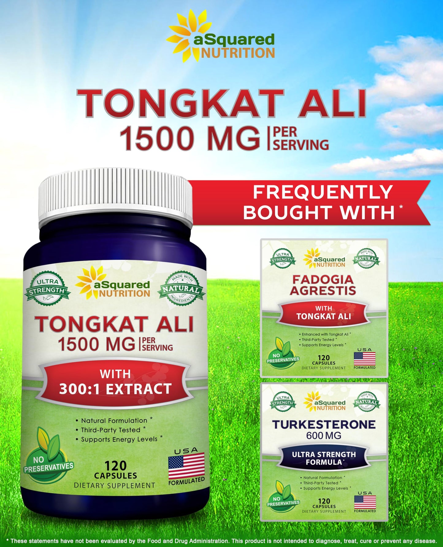 aSquared Nutrition Tongkat Ali 1500mg Longjack Extract Capsule 120 Count