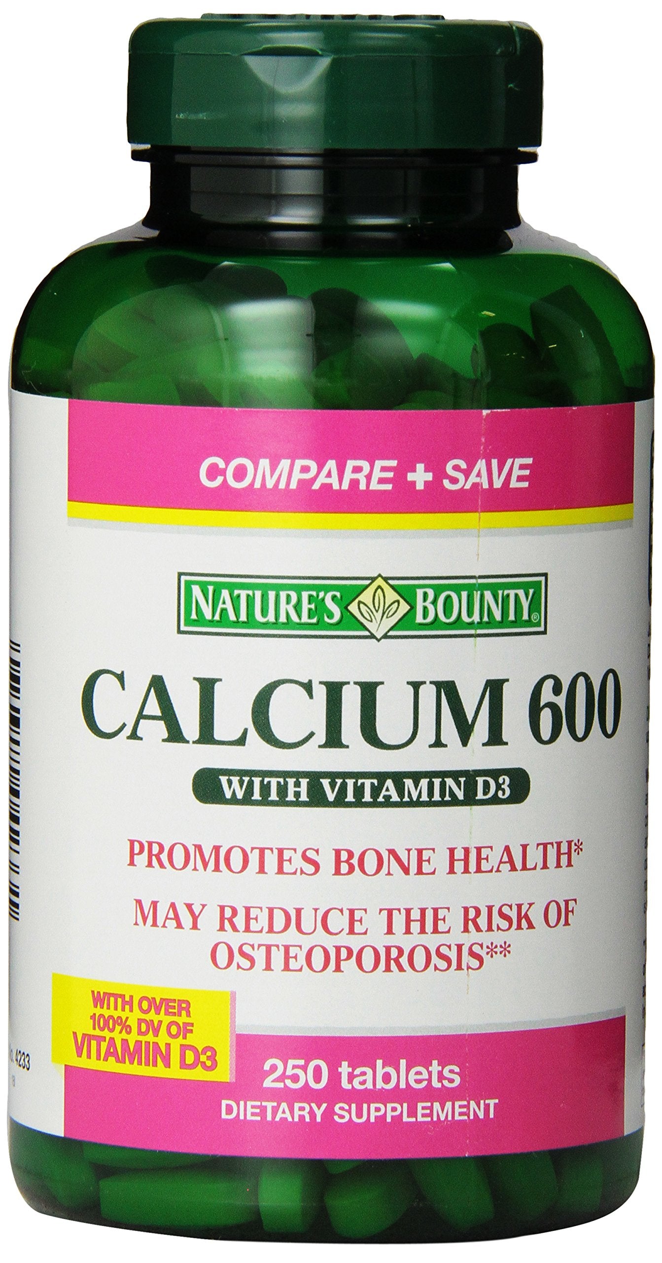 Nature's Bounty High Potency Calcium 600 + D Tablets, 500 Count