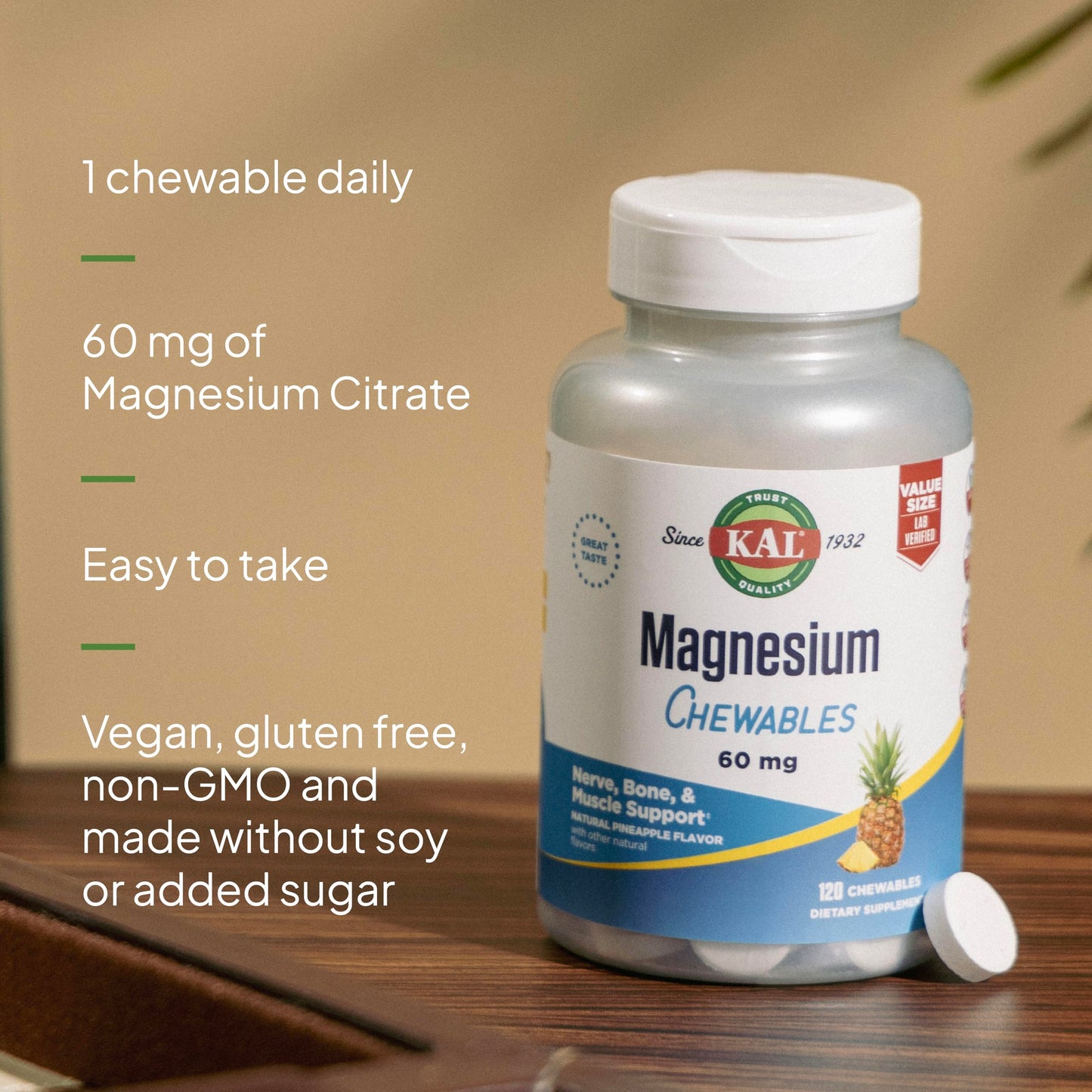 KAL Magnesium Citrate Chewables 120 Chewable Tablets