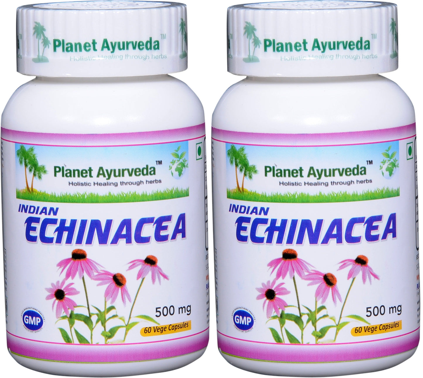 Planet Ayurveda Echinacea 500mg Veg Capsules, 2 Bottles