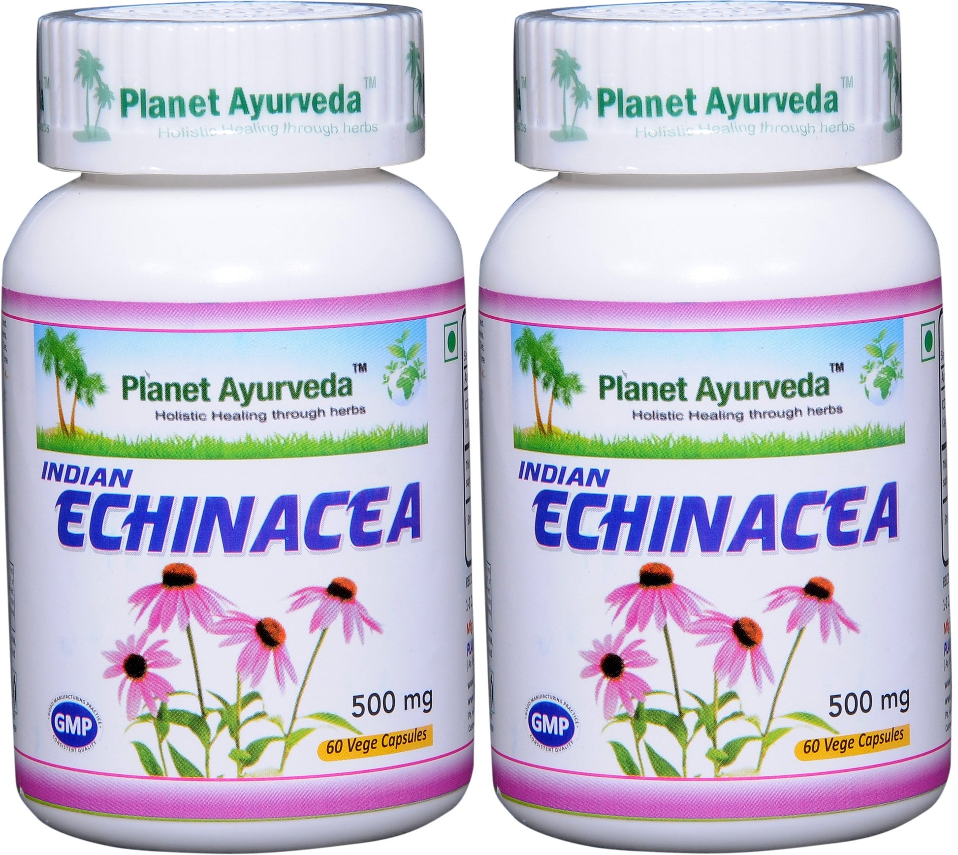 Planet Ayurveda Echinacea 500mg Veg Capsules, 2 Bottles