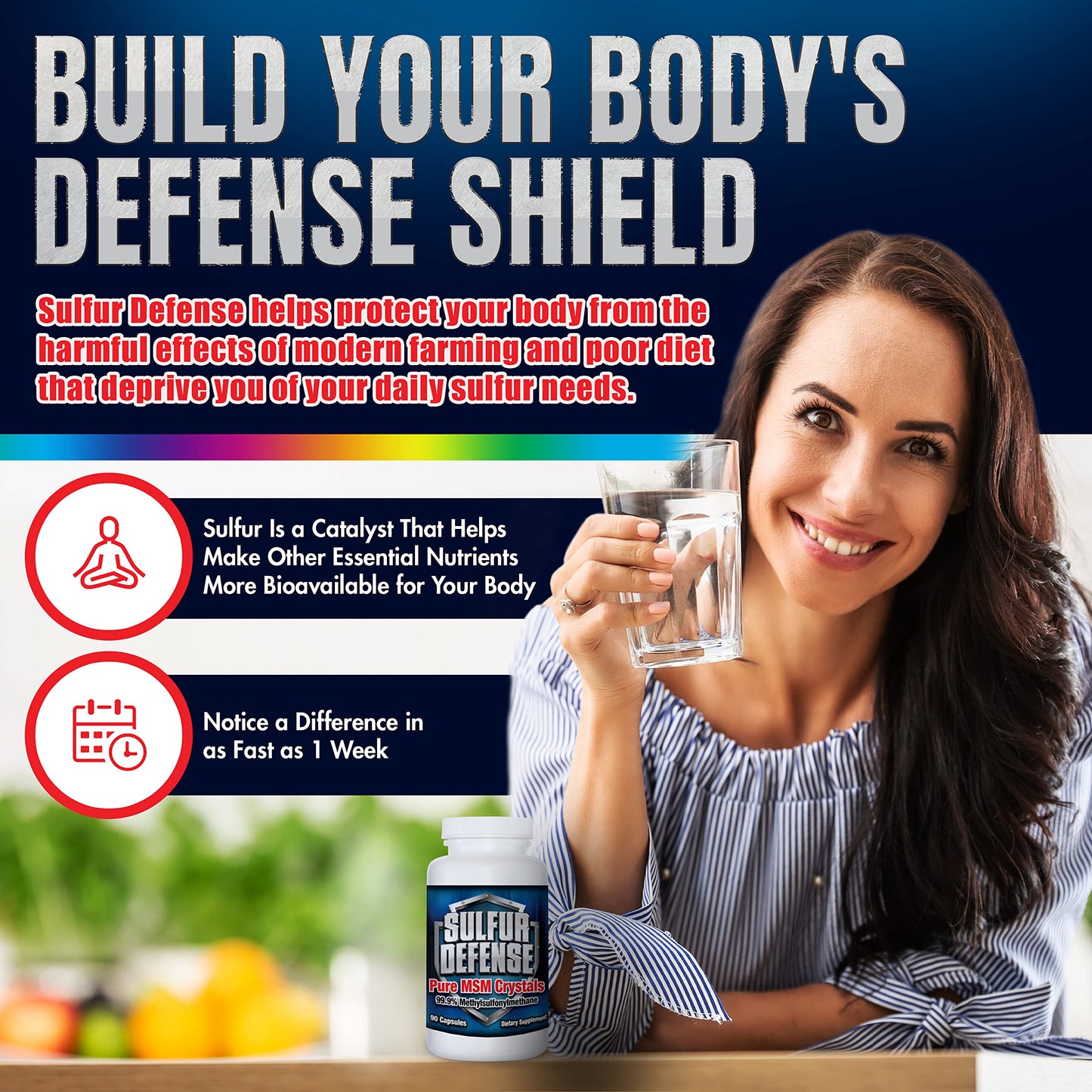 7 Lights Sulfur Defense Opti-MSM 99.9% Pure MSM Capsule, 90 Capsules
