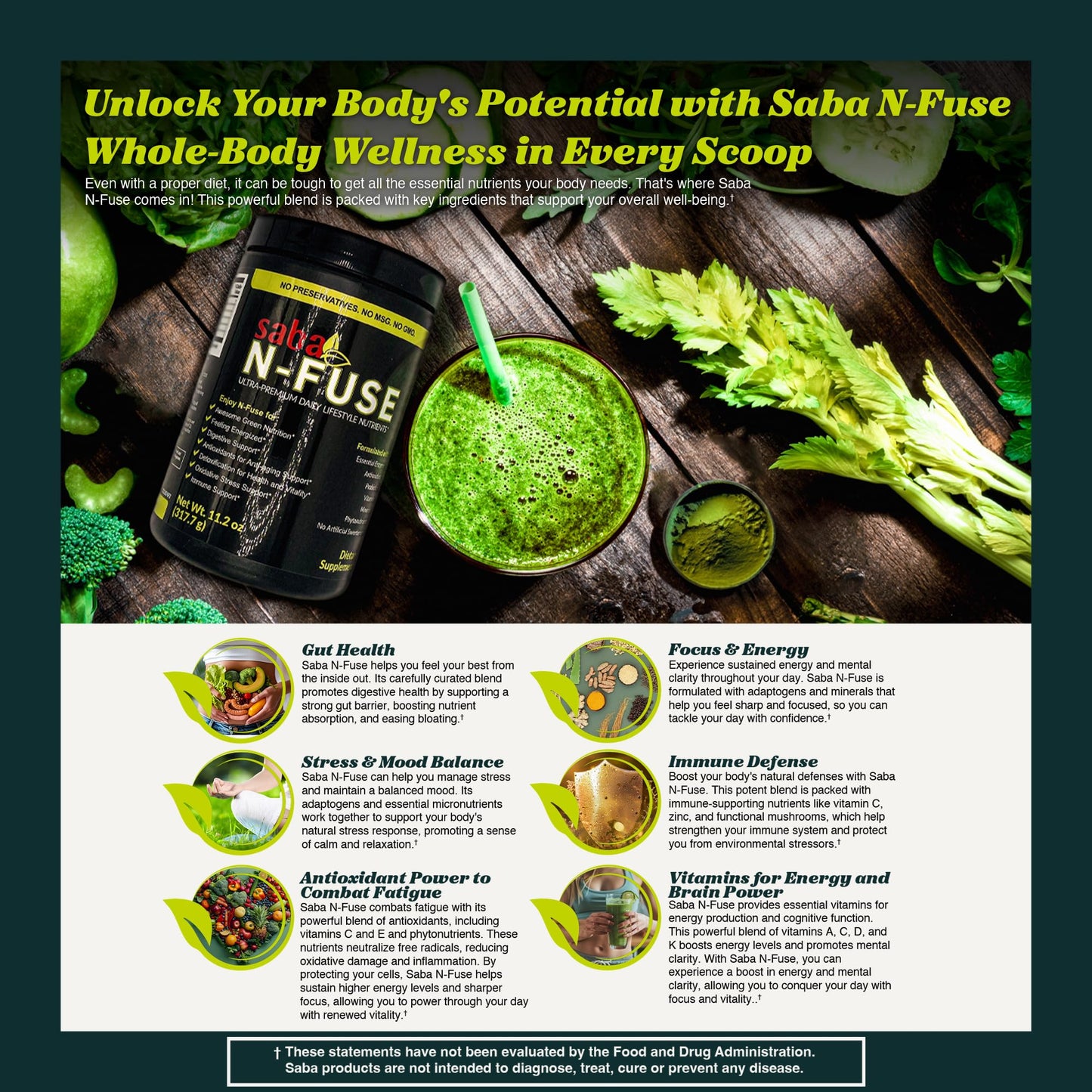 Saba N-Fuse™ Super Greens Powder, 318