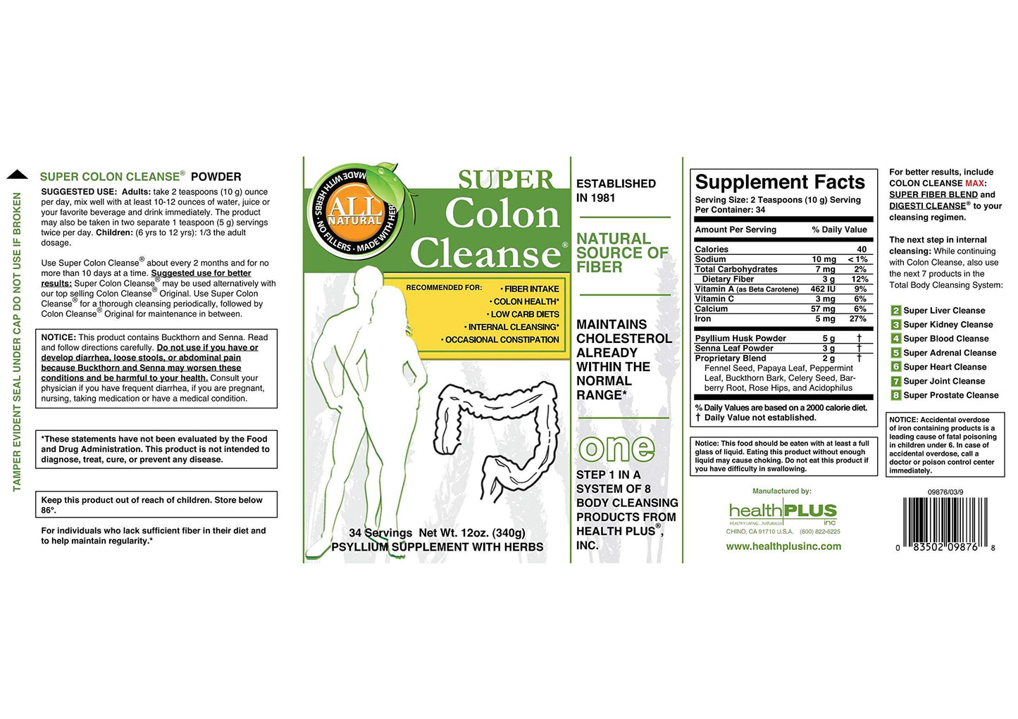 Colon Cleanse Super Colon Cleanse 10-Day Detox Powder, 12 Ounces