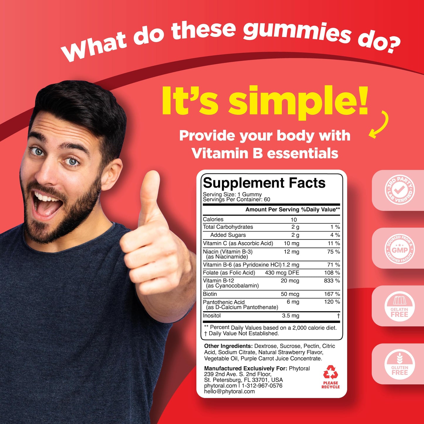 Phytoral Vitamin B Complex Gummy, 60 Gummies