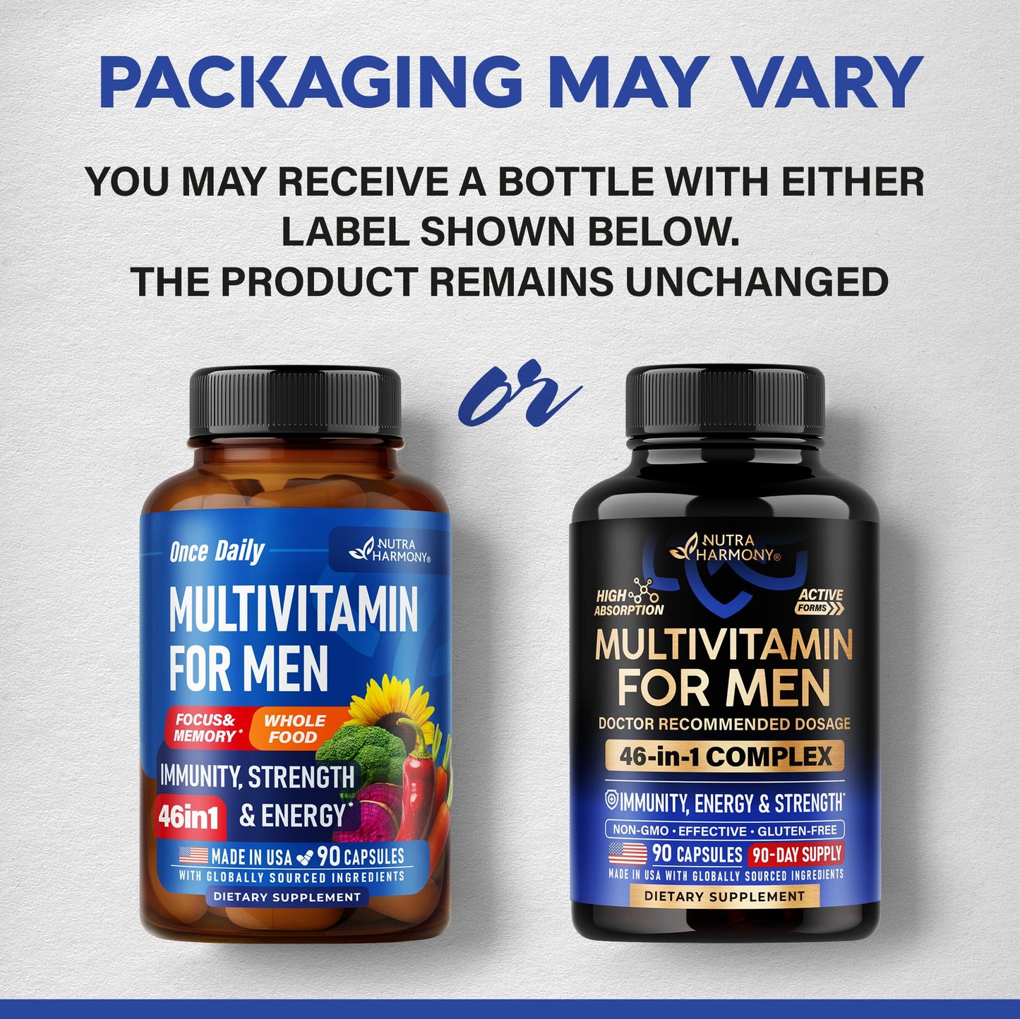 NUTRAHARMONY Multivitamin for Men - B-Complex Capsules, 90 Count