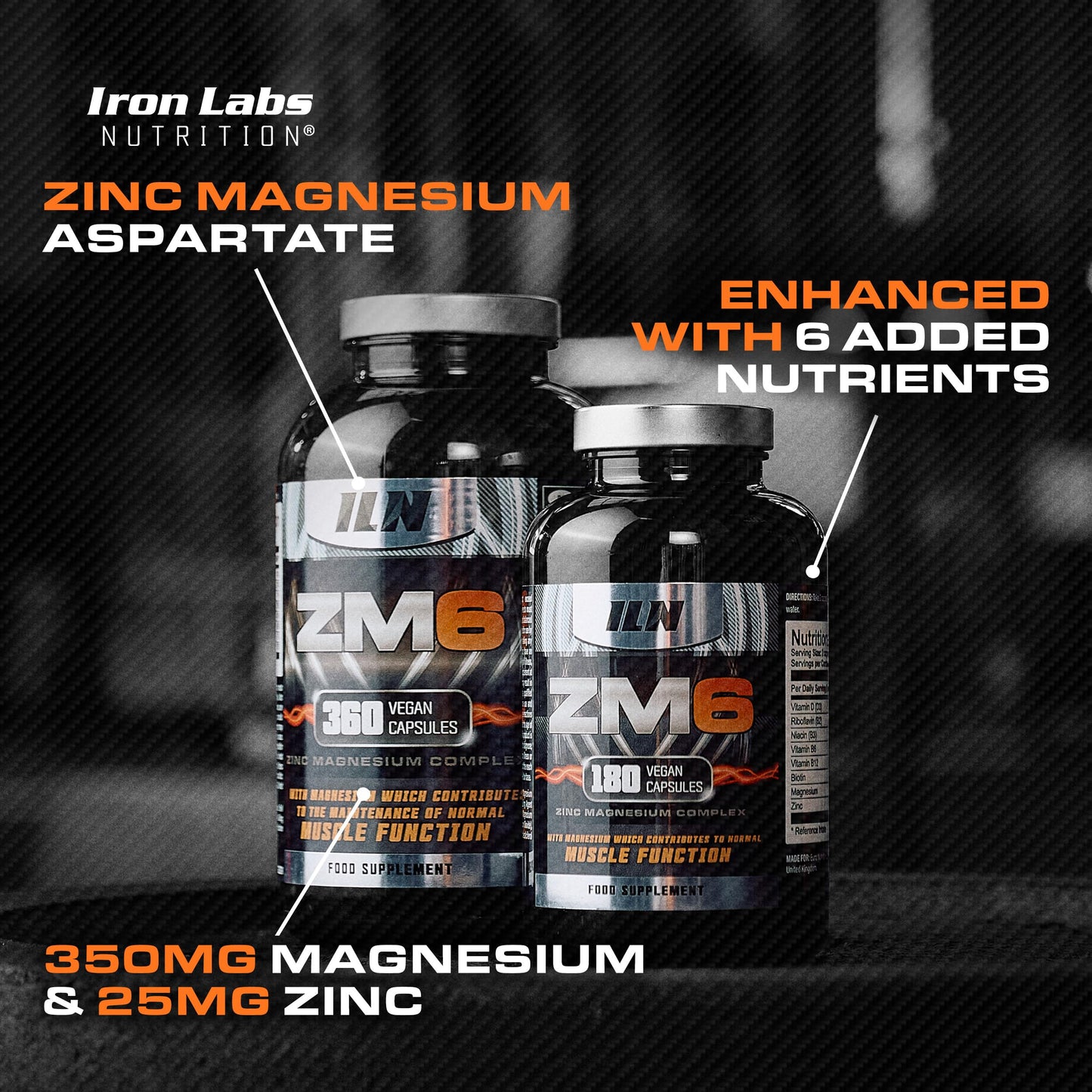 Iron Labs Nutrition ZM6 High Strength Zinc and Magnesium Supplement Capsule 180 Count
