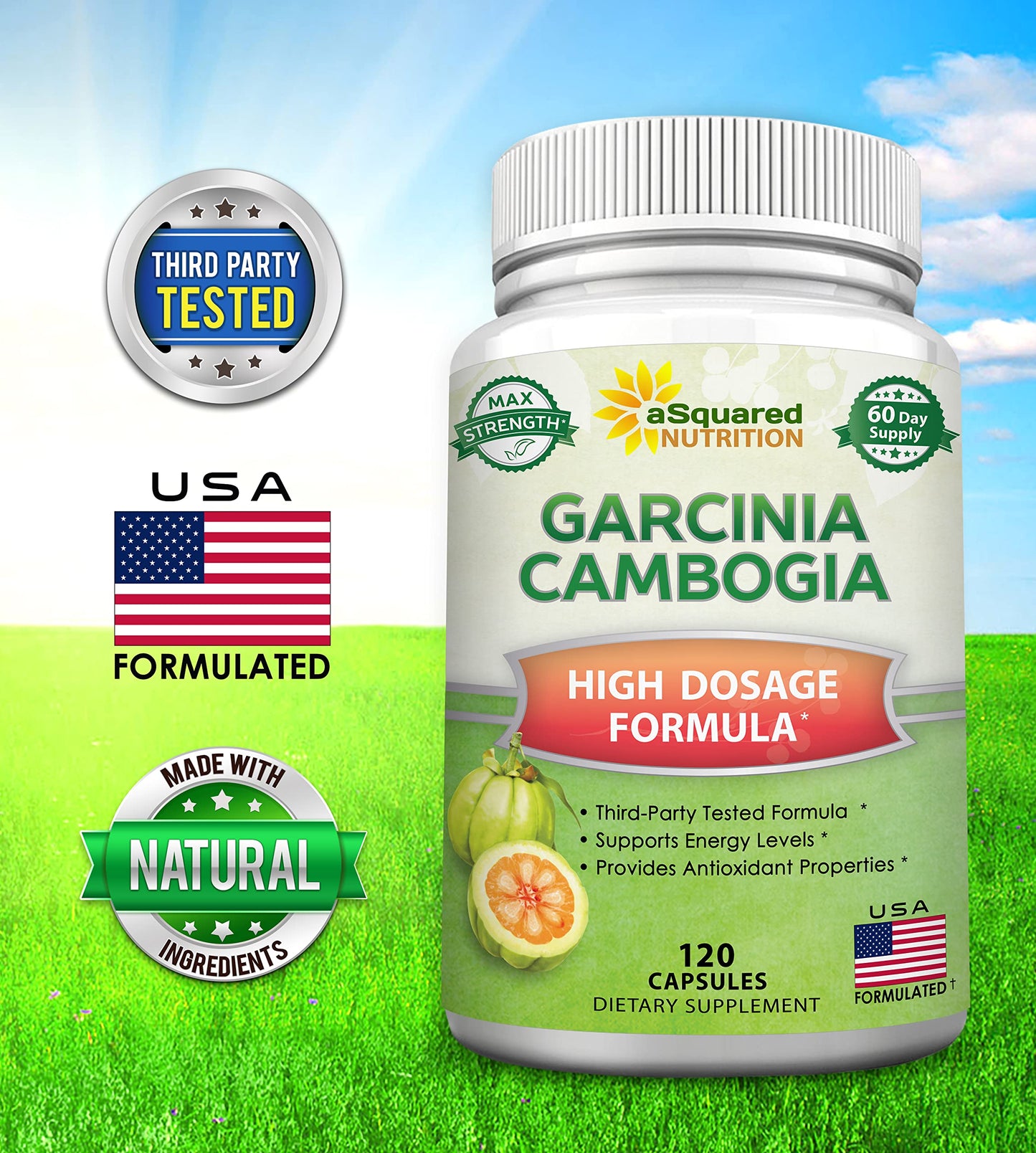 aSquared Nutrition 100% Pure Garcinia Cambogia Extract Capsule 120 Count