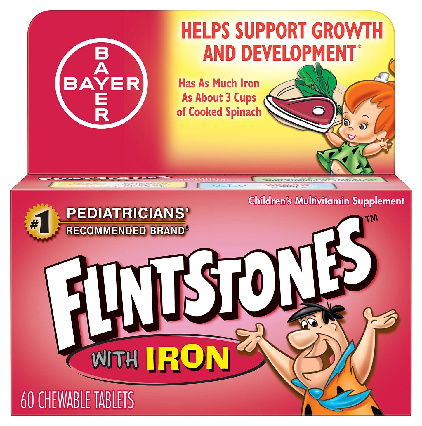 Flintstones Vitamins Tablet 120 Count Multivitamin for Kids & Toddlers with Iron, Vitamin D, Vitamin C & More