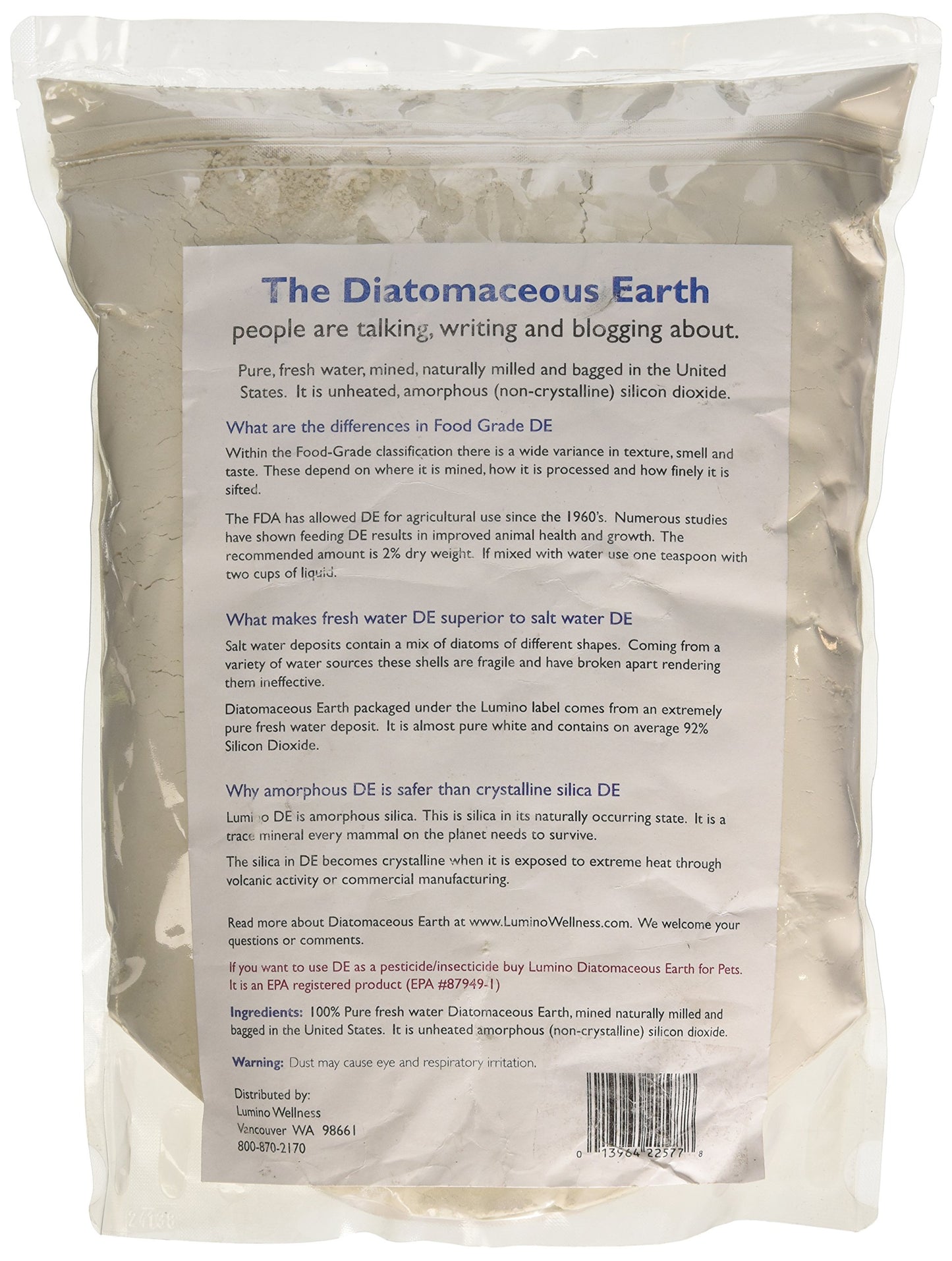 Lumino Home Food Grade Diatomaceous Earth Powder, 24 Ounce