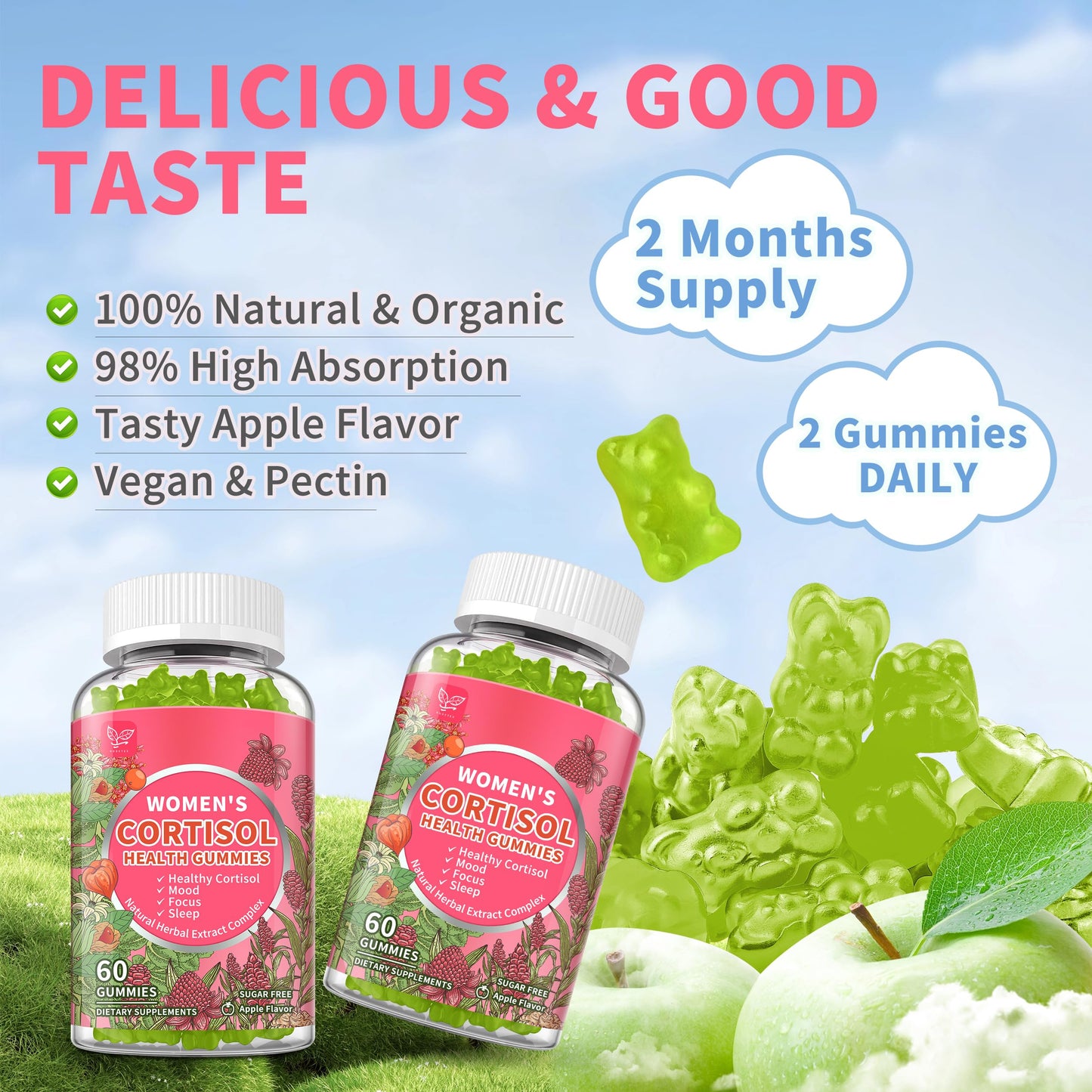 Hudetex Cortisol Gummies for Women 120 Count