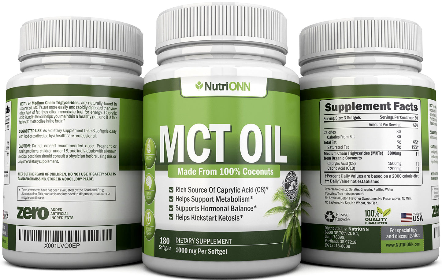 NutriONN MCT Oil 180 Softgels