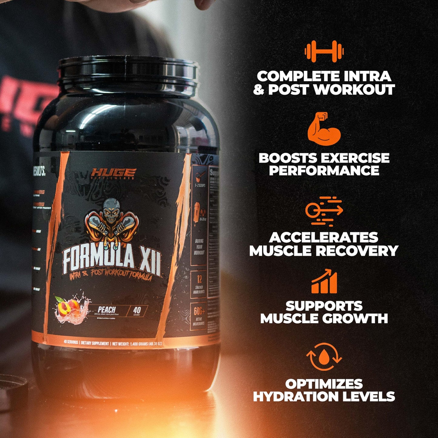 Huge Supplements Formula XII Intra Workout Carbs & Post Workout Recovery Powder, 50