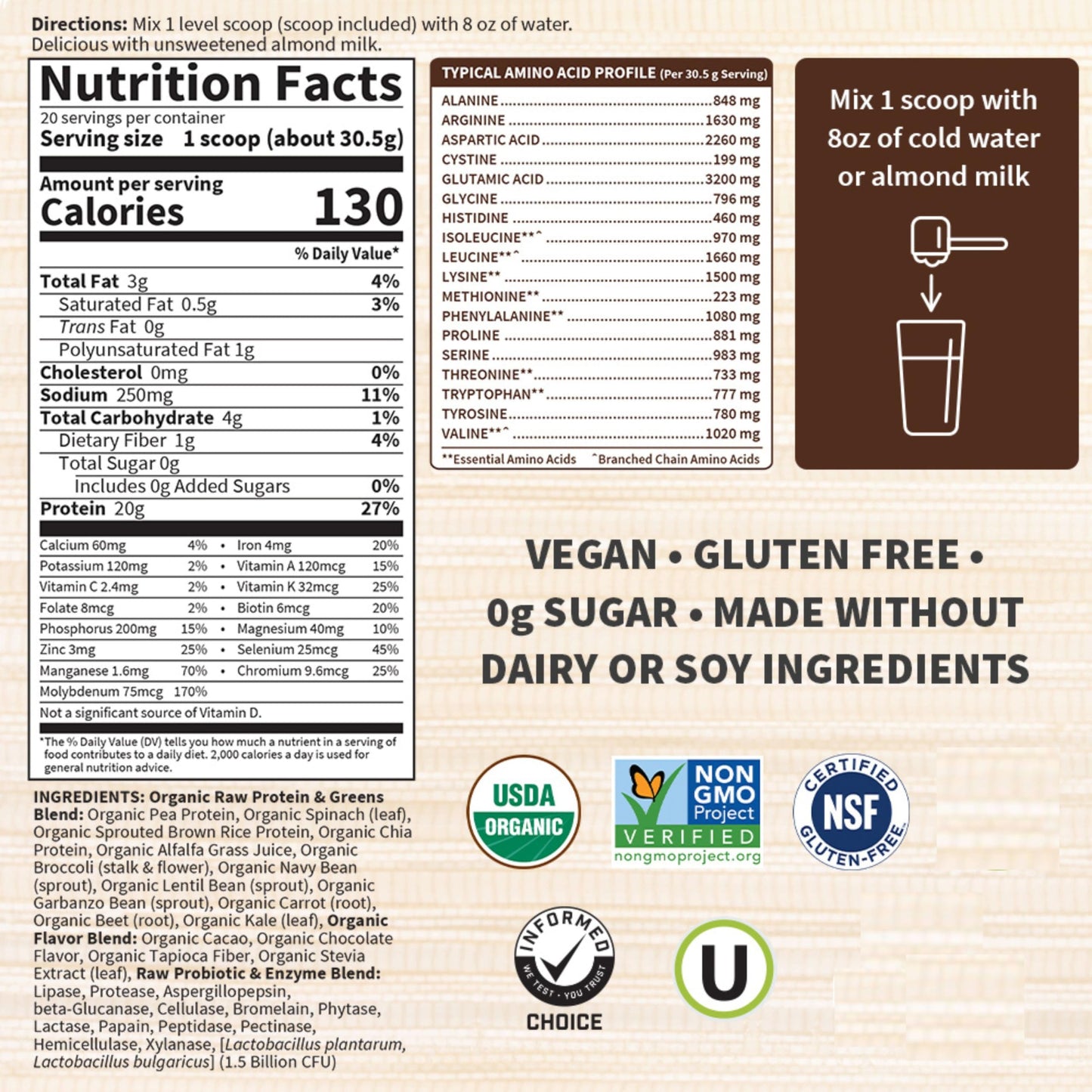 Garden of Life Raw Protein & Greens Chocolate Protein Powder, 20 Servings