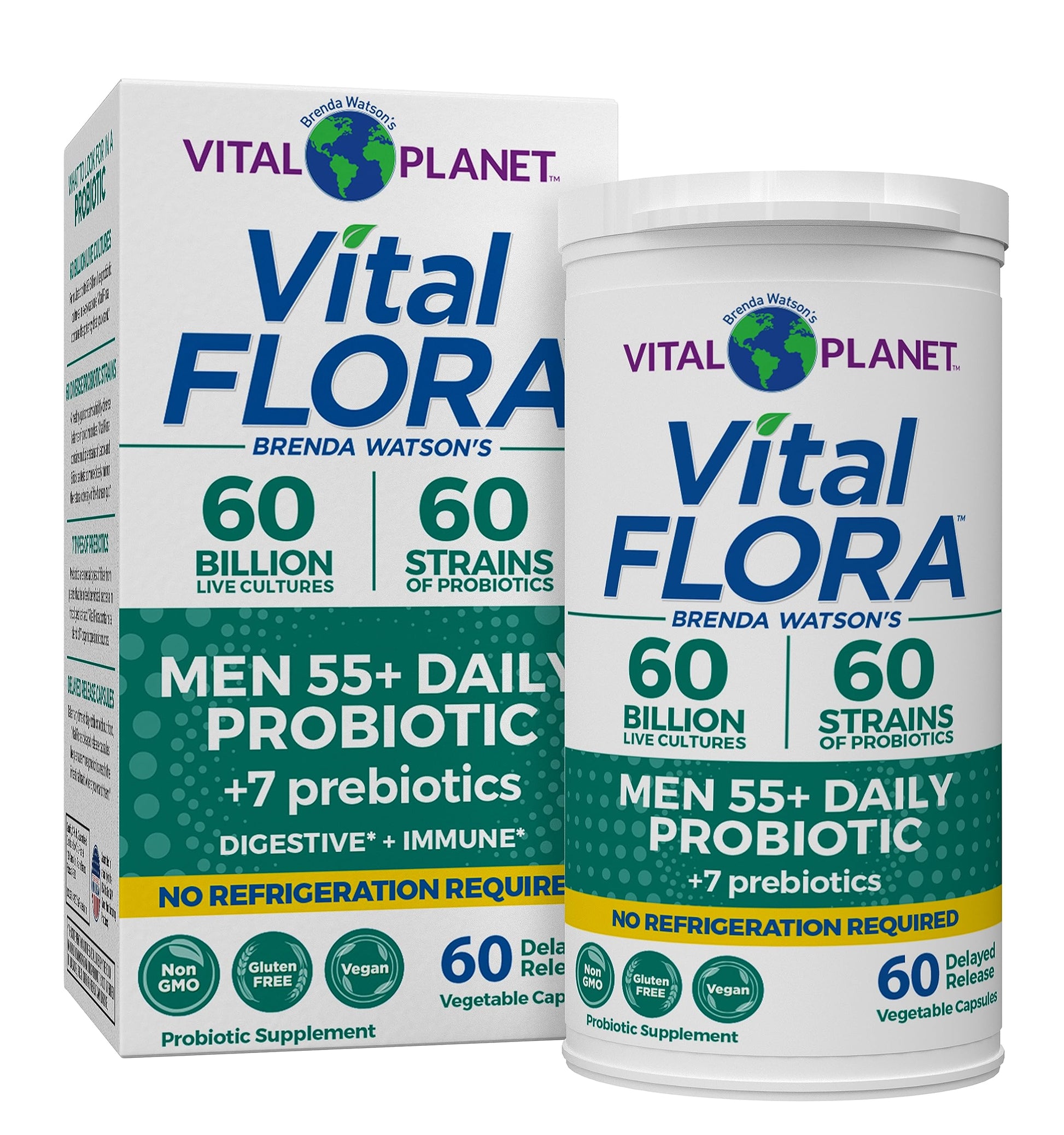 Vital Planet Vital Flora Men Over 55 Daily Probiotic Capsule, 60 Capsules