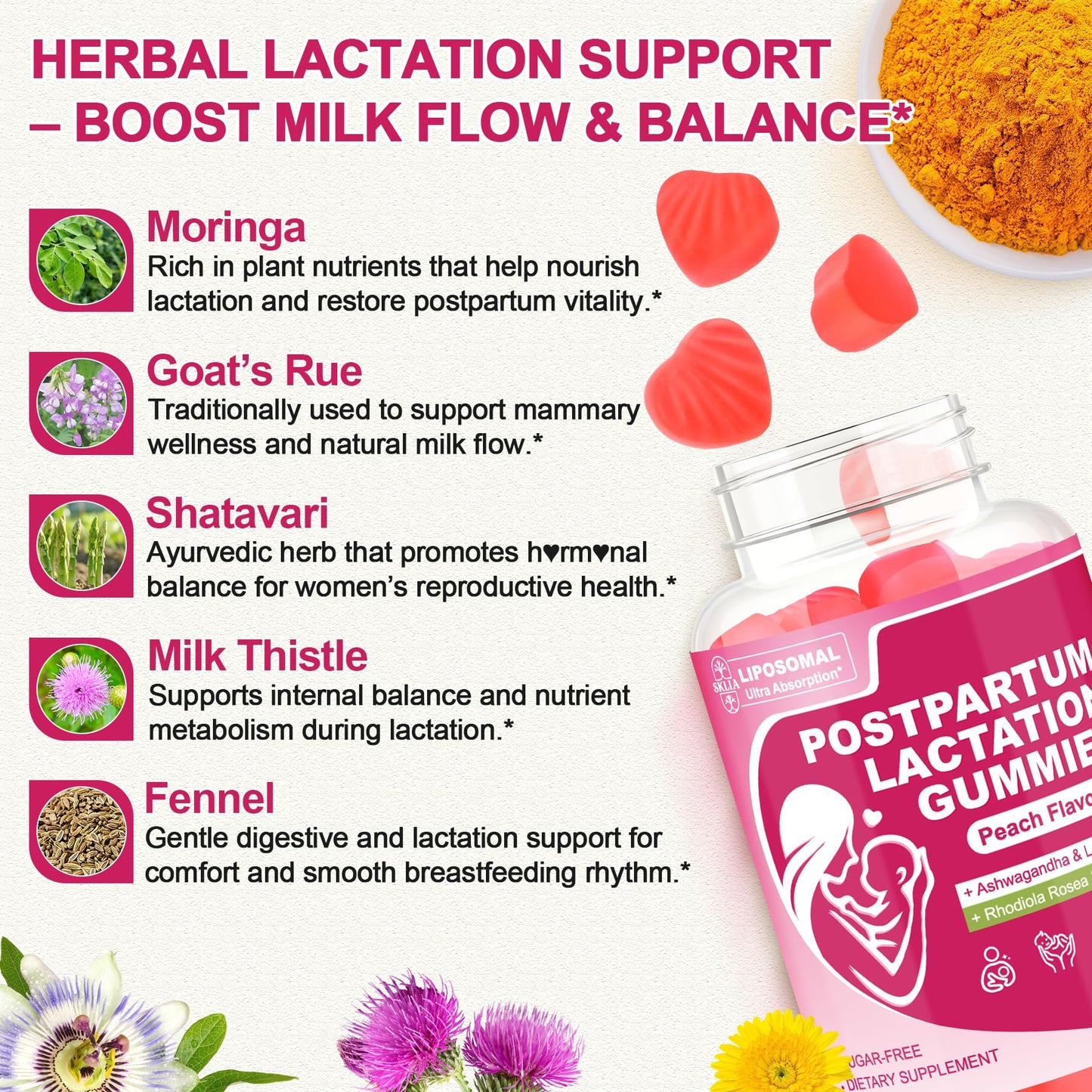 SKLIA Liposomal Lactation Supplement Gummy, 60 Count