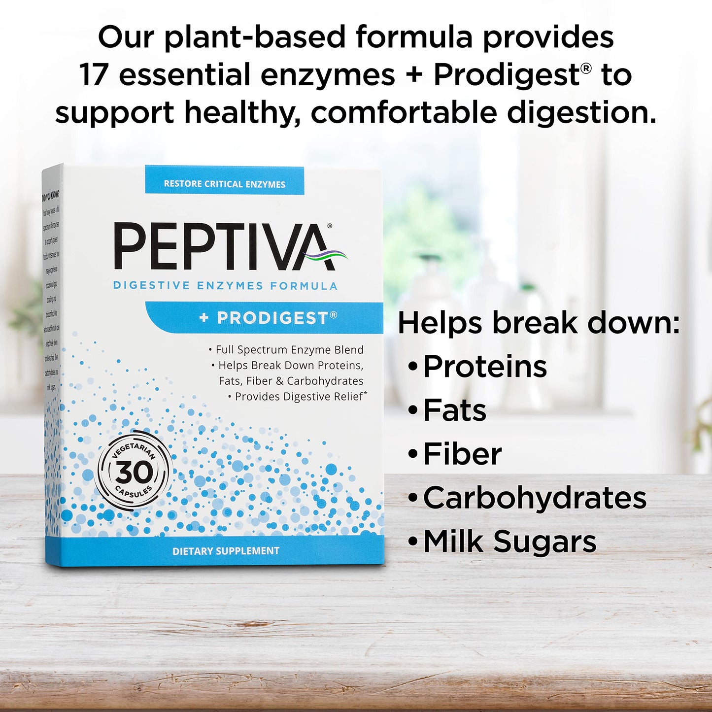 Peptiva Digestive Enzyme Supplement + ProDigest Capsule, 30 Count
